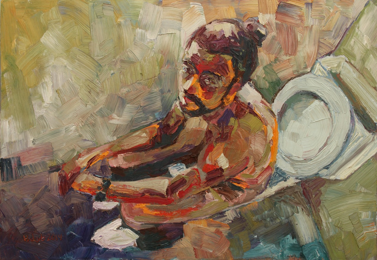 Self Portrait on a toilet, 120x90cm, oil on canvas, 2014.jpg