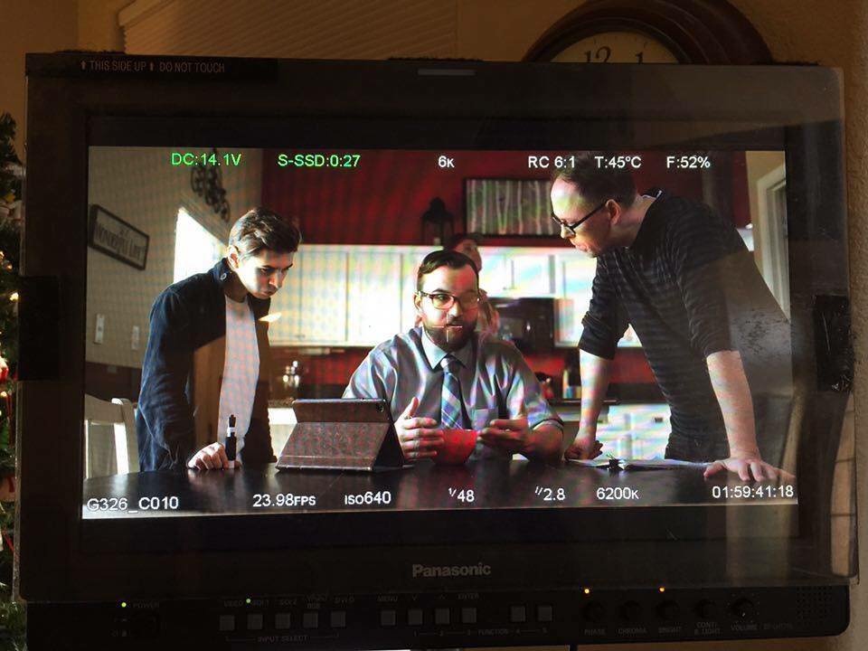 Planning Scene 1. L-R: Chris Lofing, Greg Tharpe, Brock Heasley. Photo by Jenny Pauline-Mendoza.