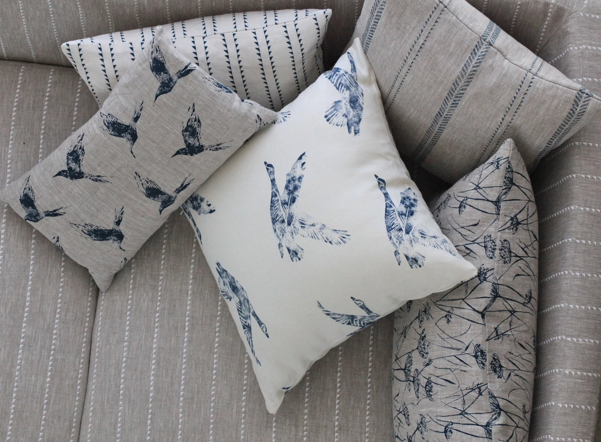 Prestbury Blade Linen Fabric on Sofa