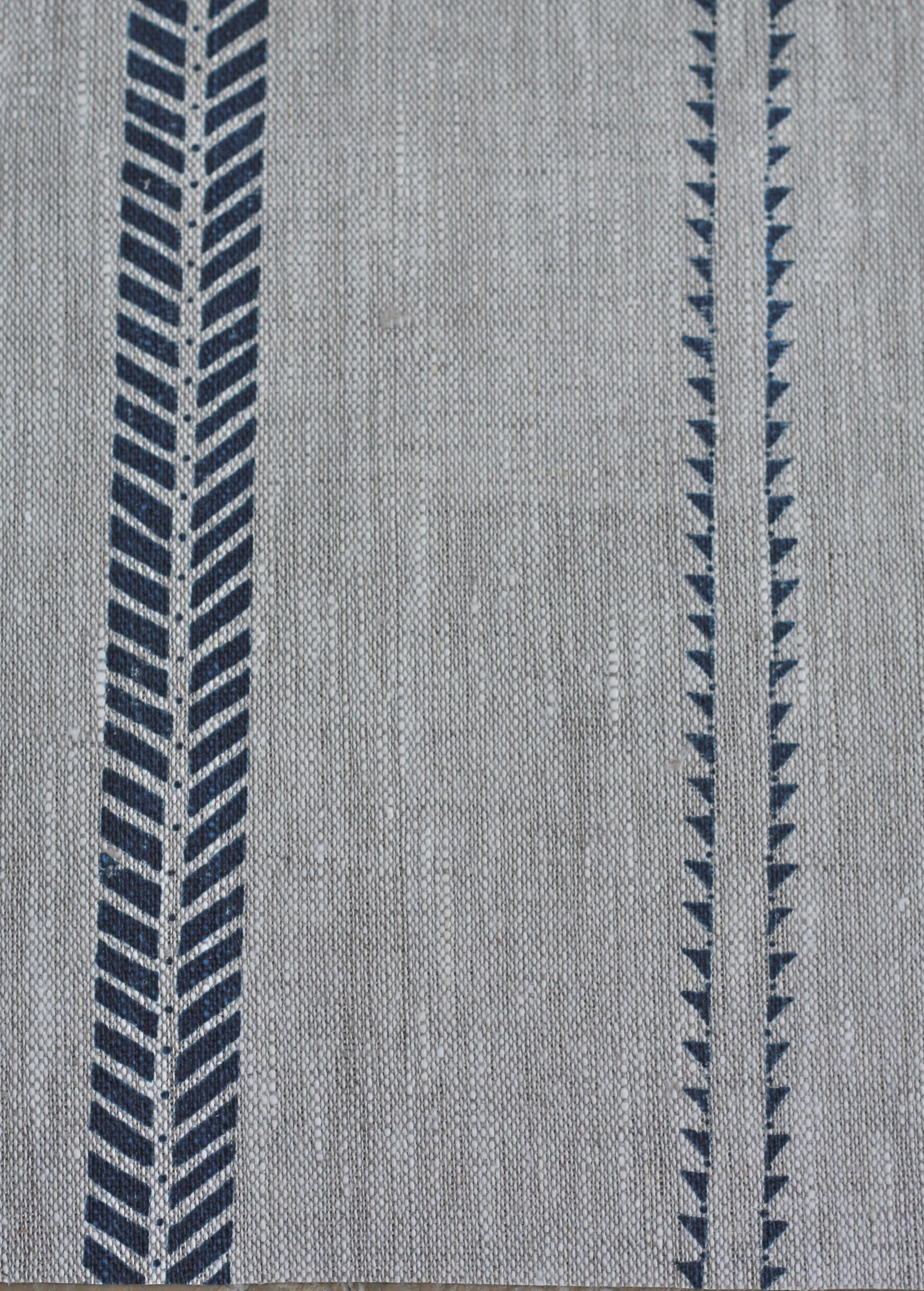 Slade Stripe Inky Sky Linen Fabric