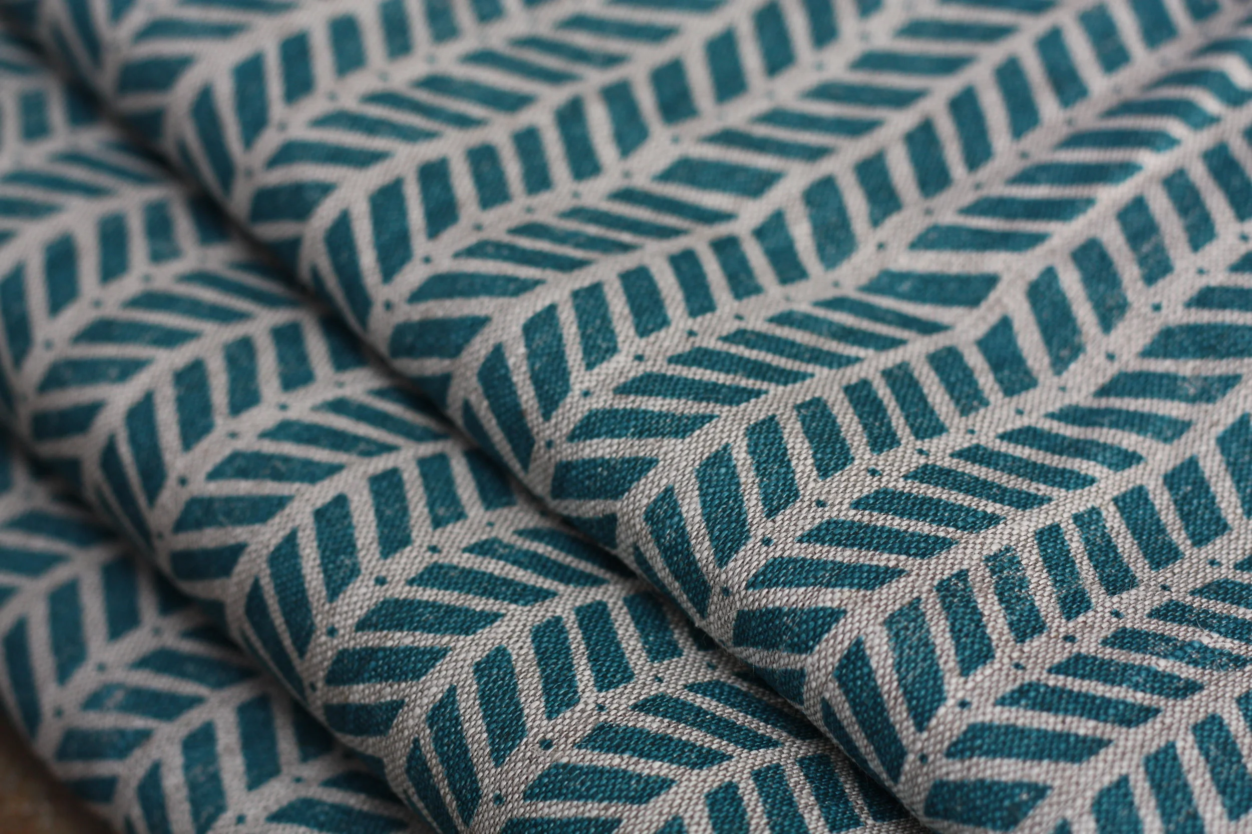 Mottram Meadow Teal Linen Fabric