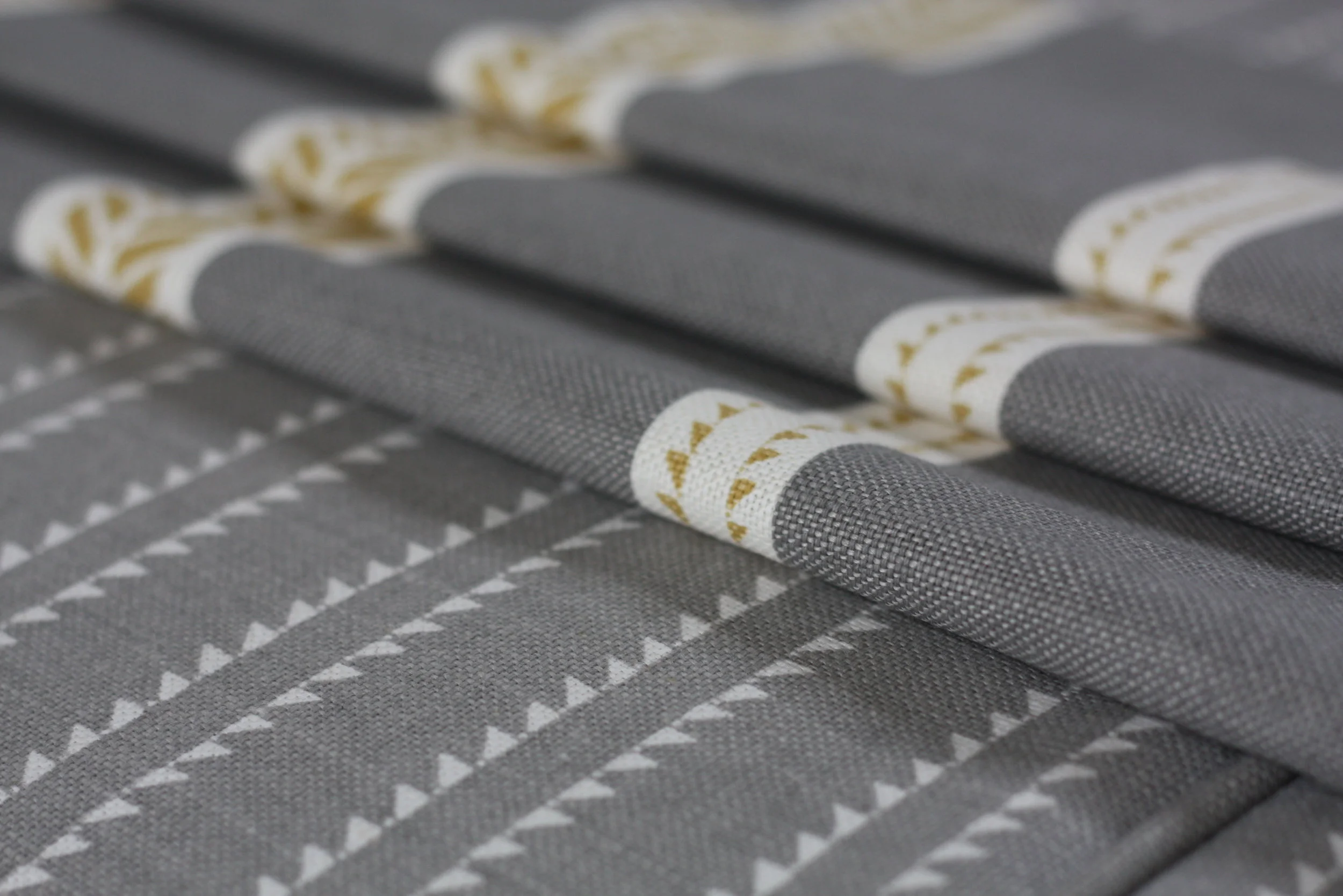 Slade Stripe Rock Grey and Camomile Fabric