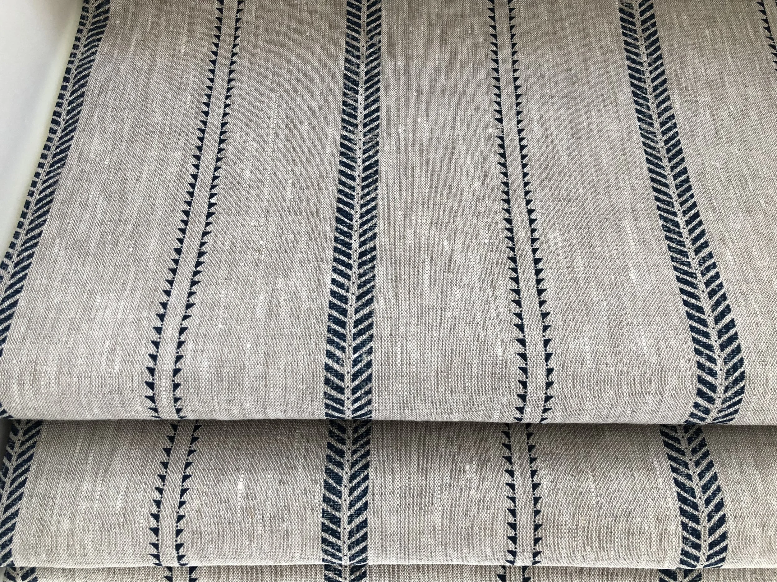 Slade Stripe Inky Sky Linen Fabric
