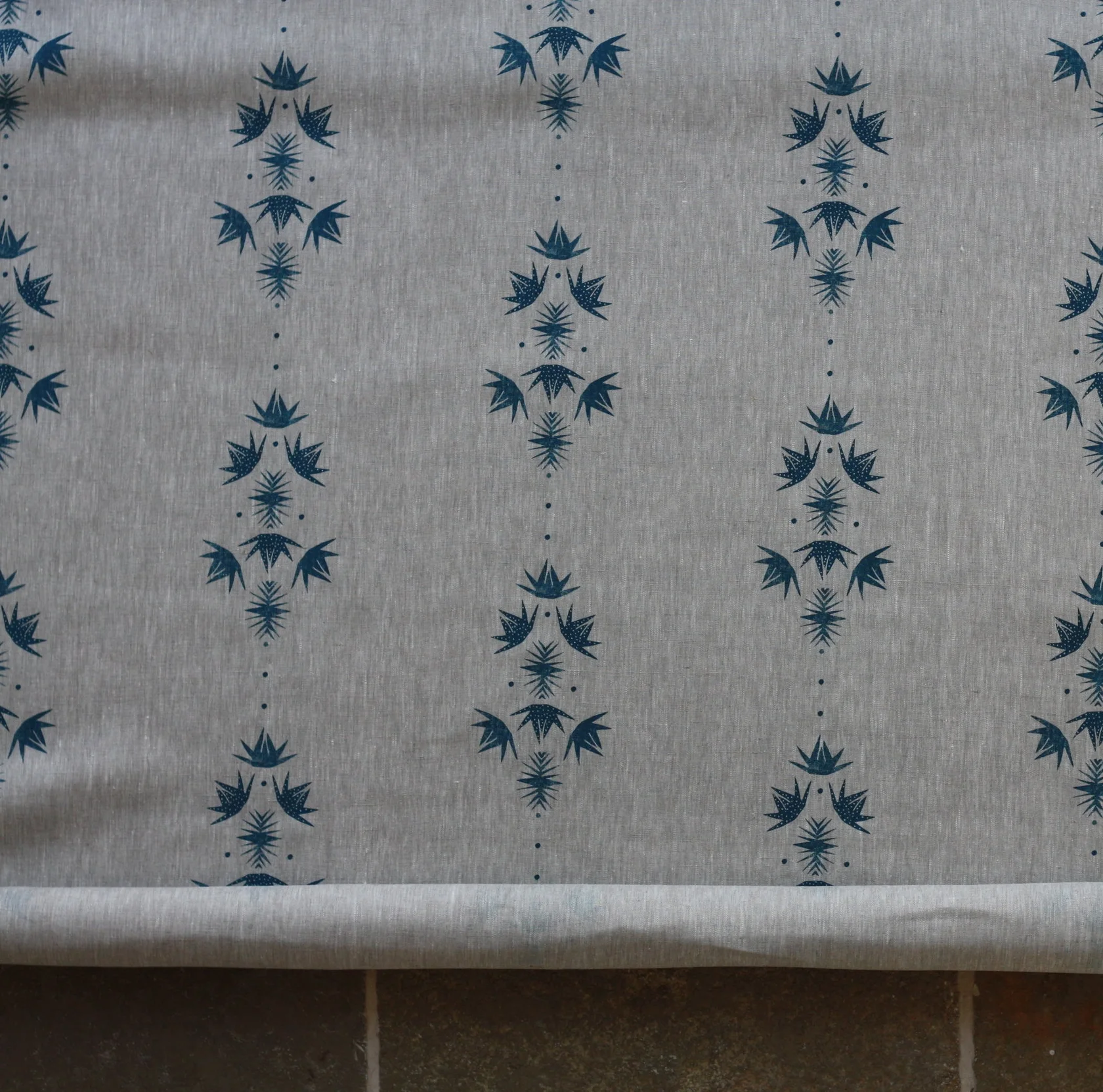 PURE LINEN DEEP TEAL NORDIC TRAIL FABRIC FOR ROMAN BLINDS