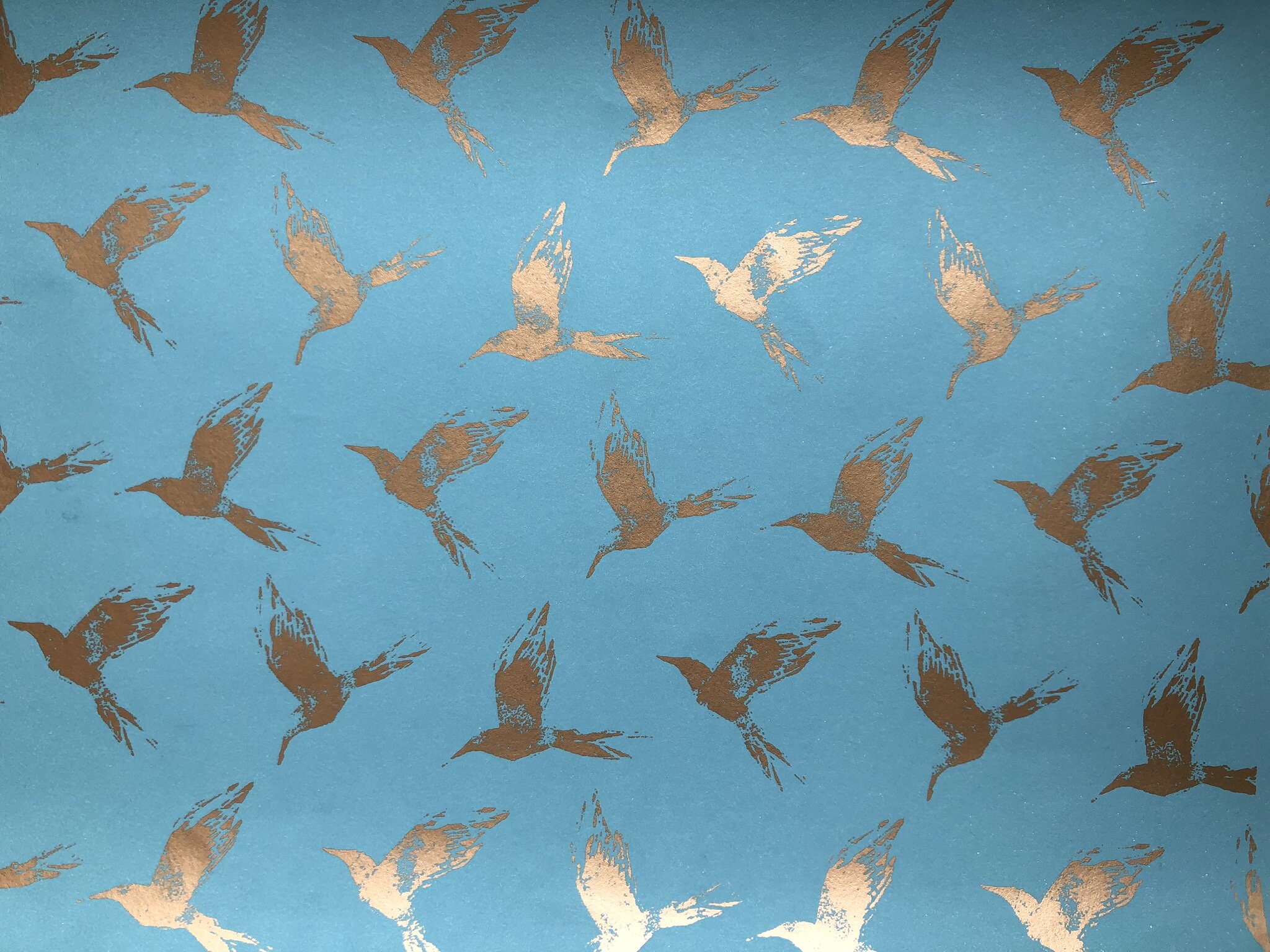 Bollin Bird Wallpaper Gold and Med