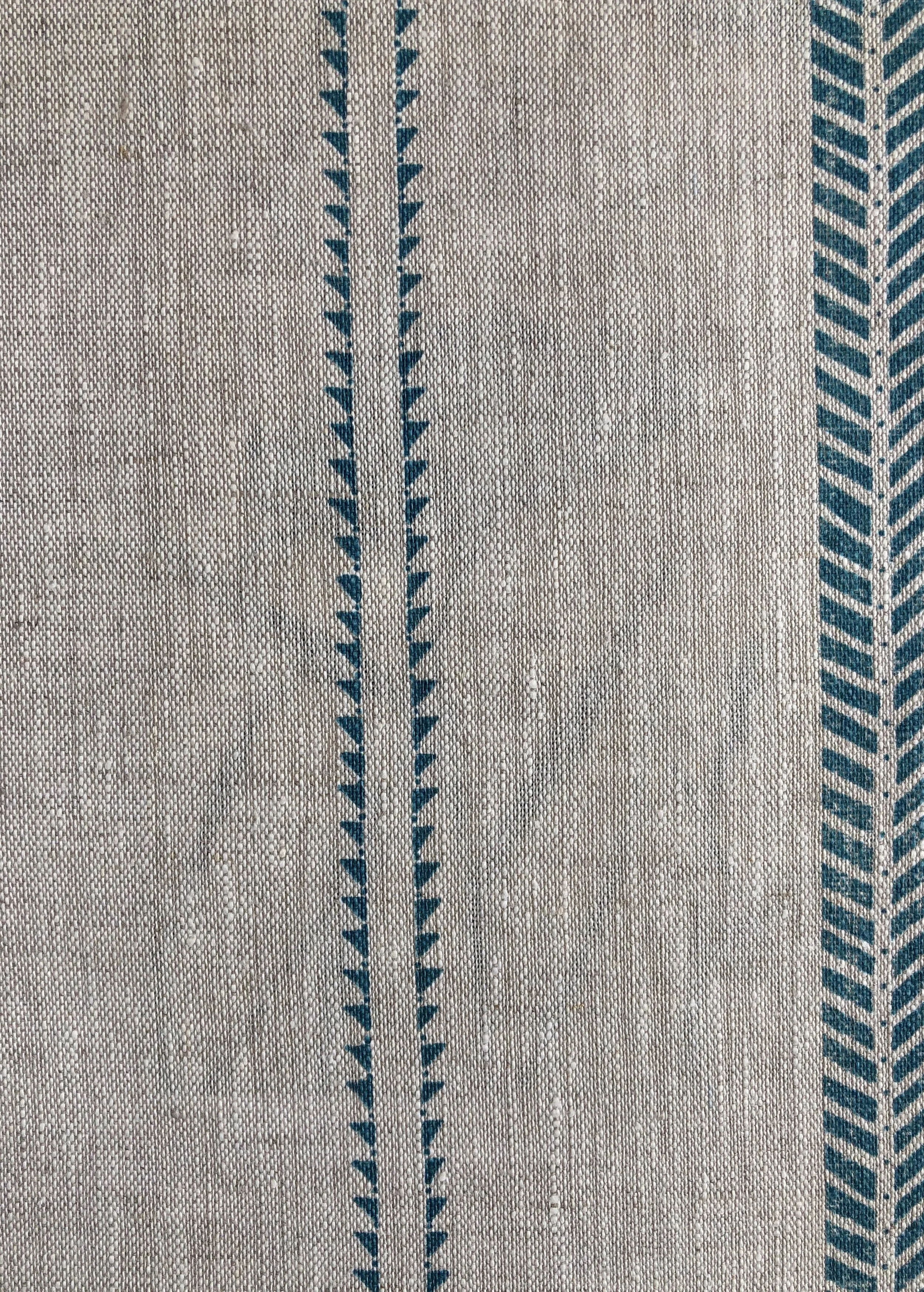 Slade Stripe Teal Natural Linen
