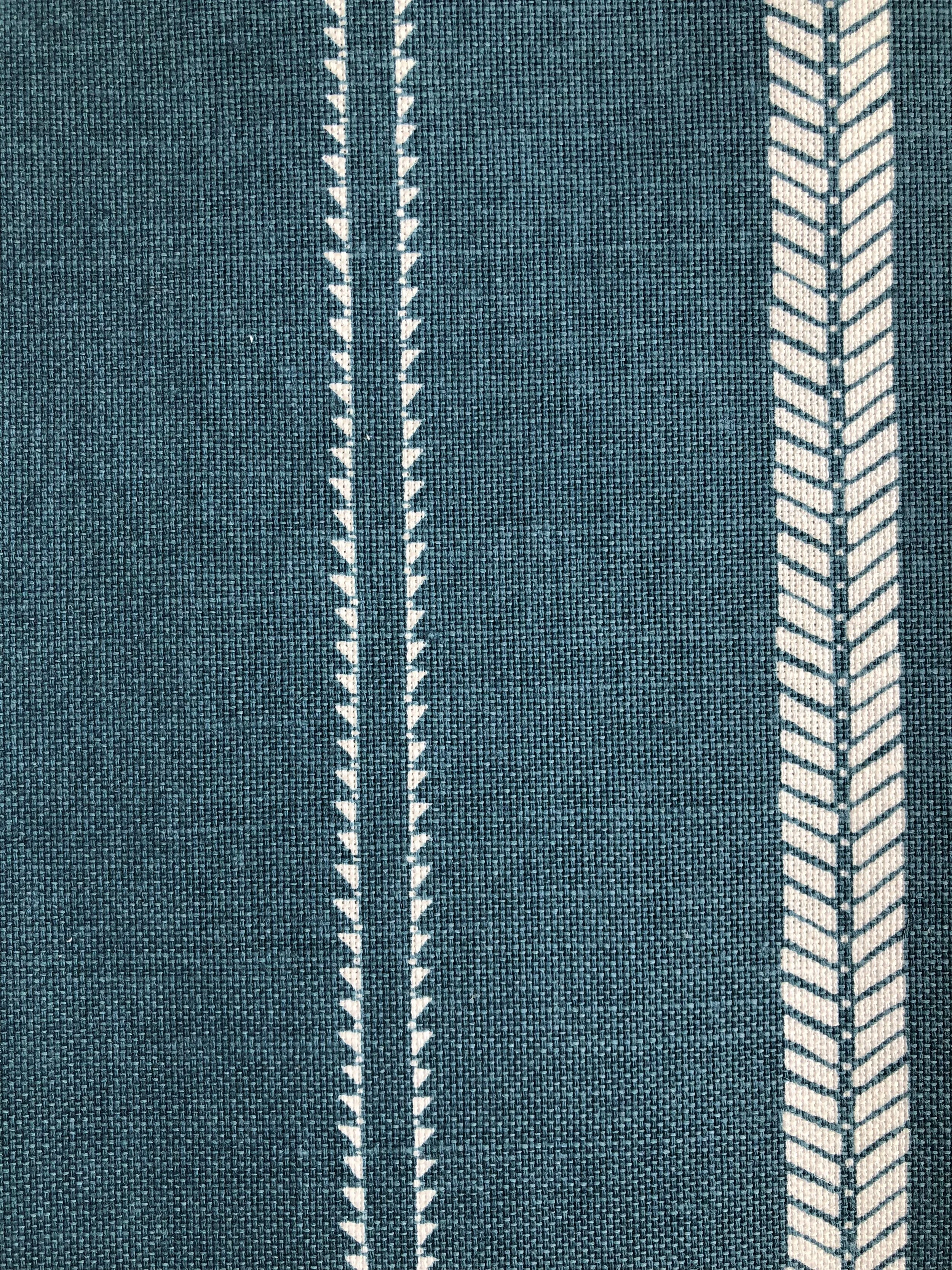 Slade Stripe Teal linen fabric for curtains blinds upholstery