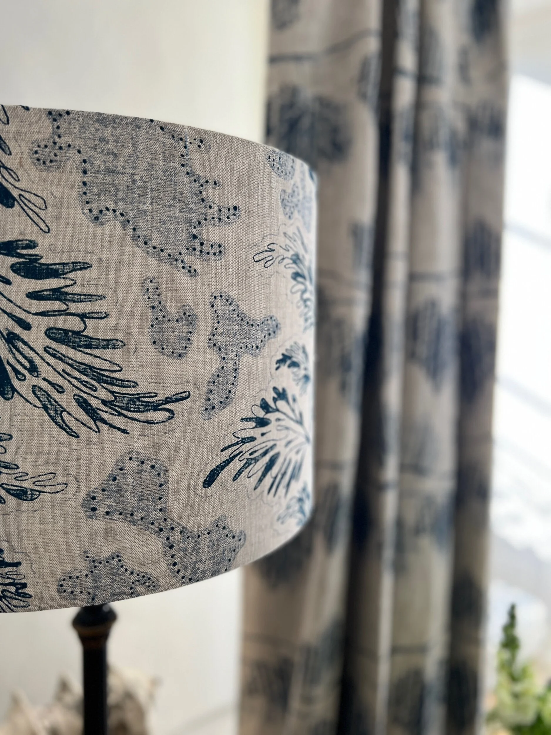 JARDIN AMBROISE Inky Sky and Chateau Blue Linen Lampshade