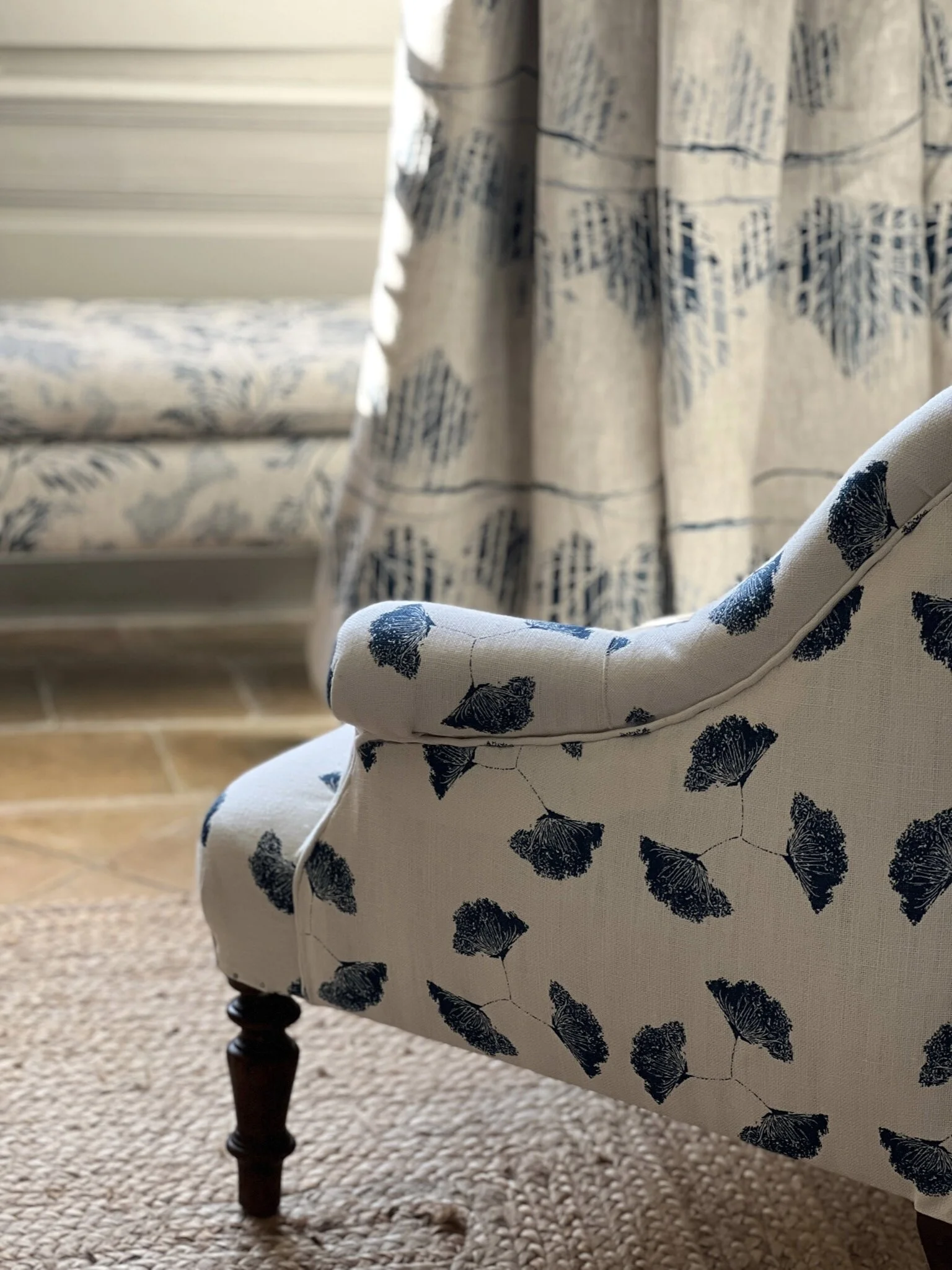 Ammi Inky Sky upholstery fabric