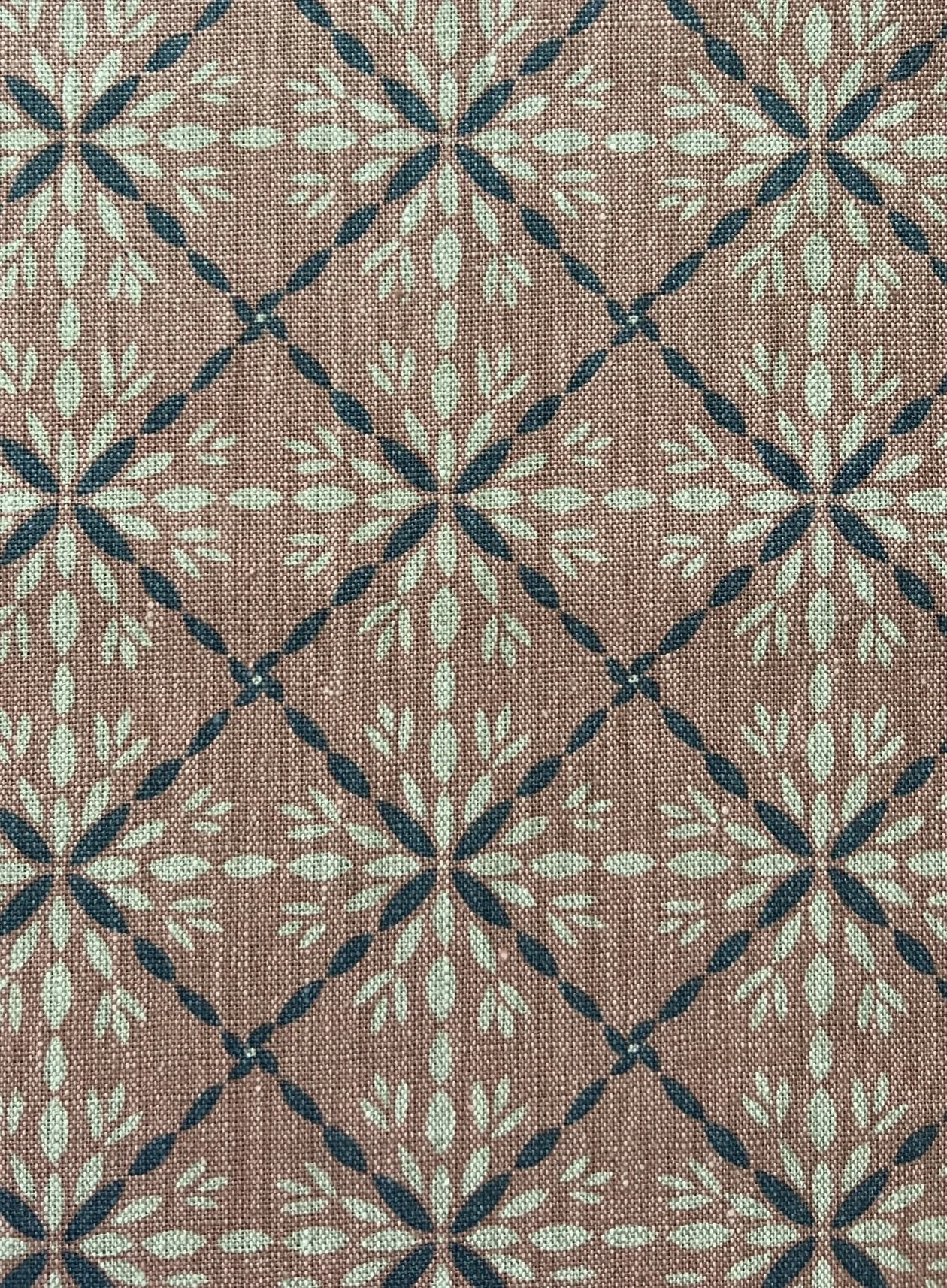 Porto Terracotta and Pool Linen Swatch