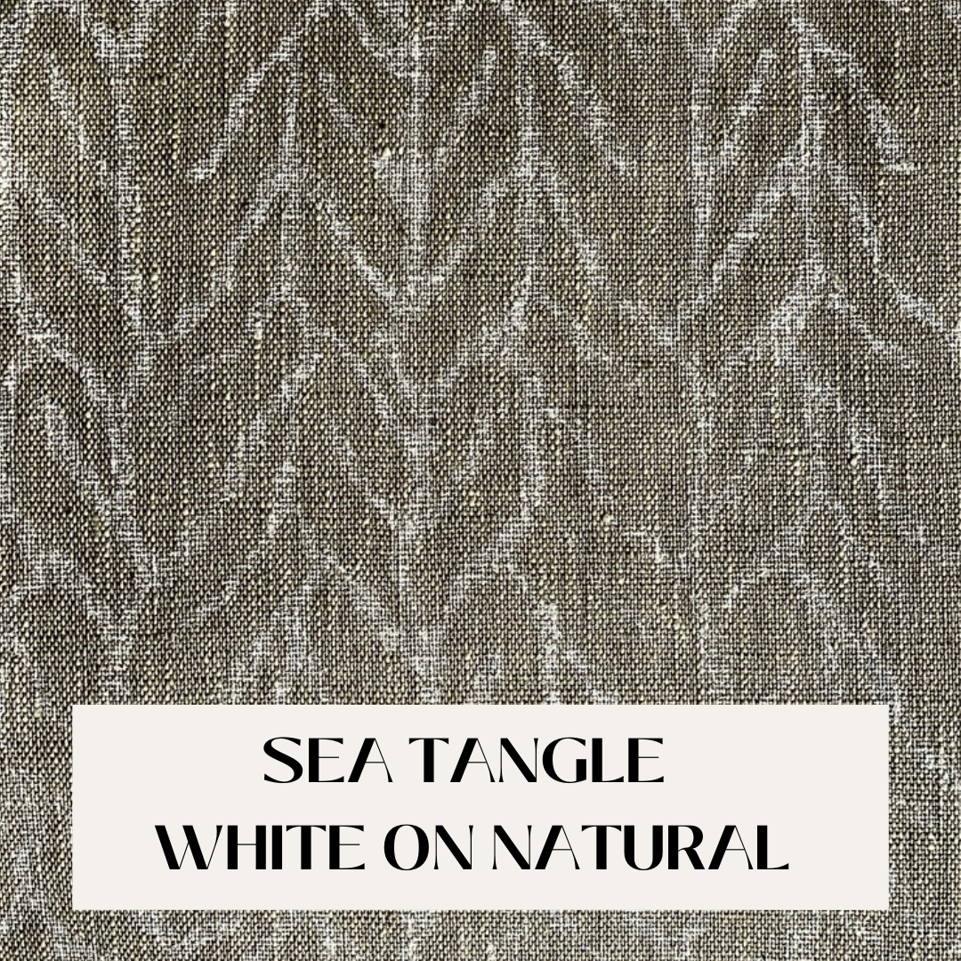 Sea Tangle White on Natural for curtains