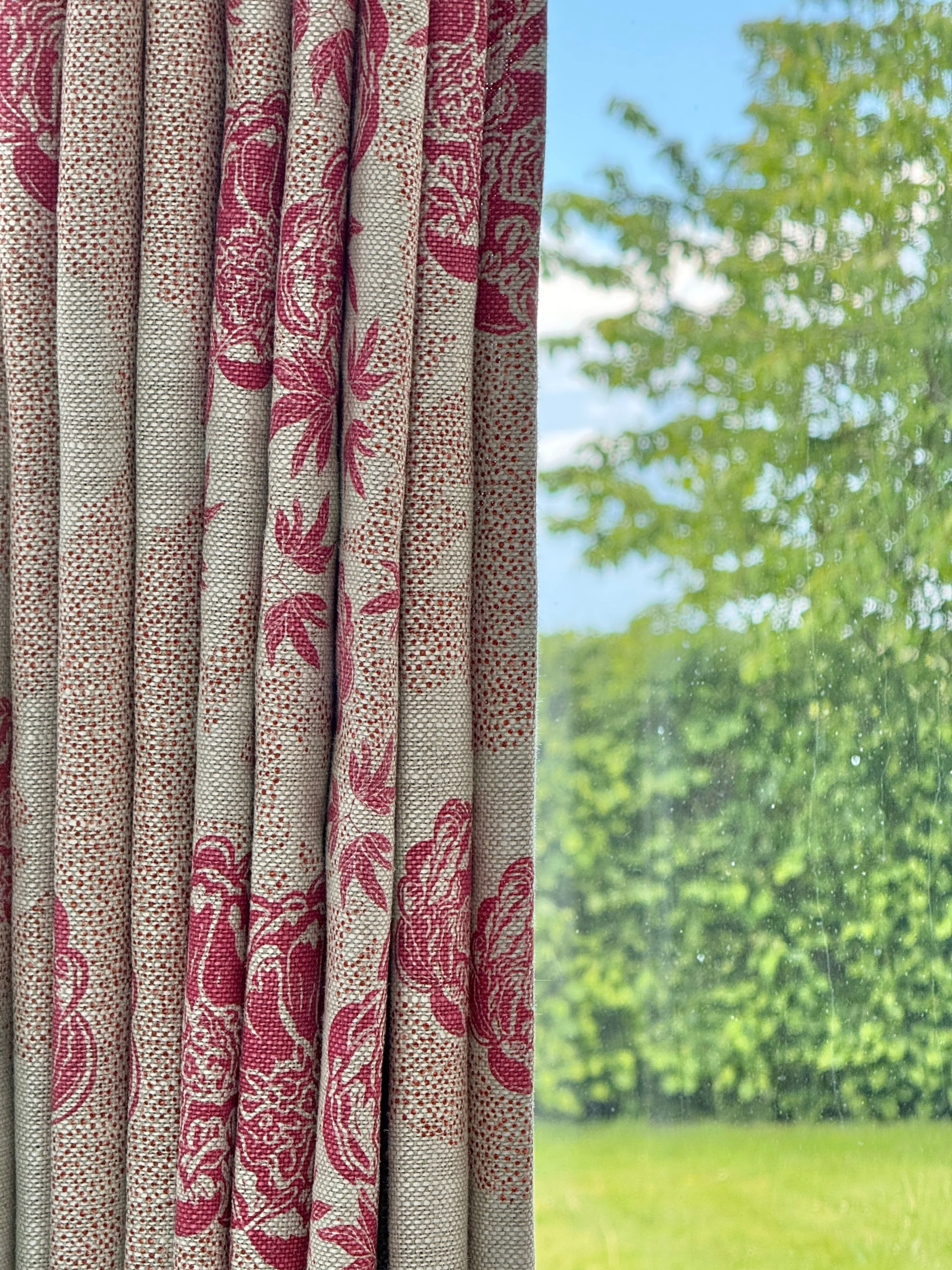 Peony Echo Raspberry and Zest Curtain