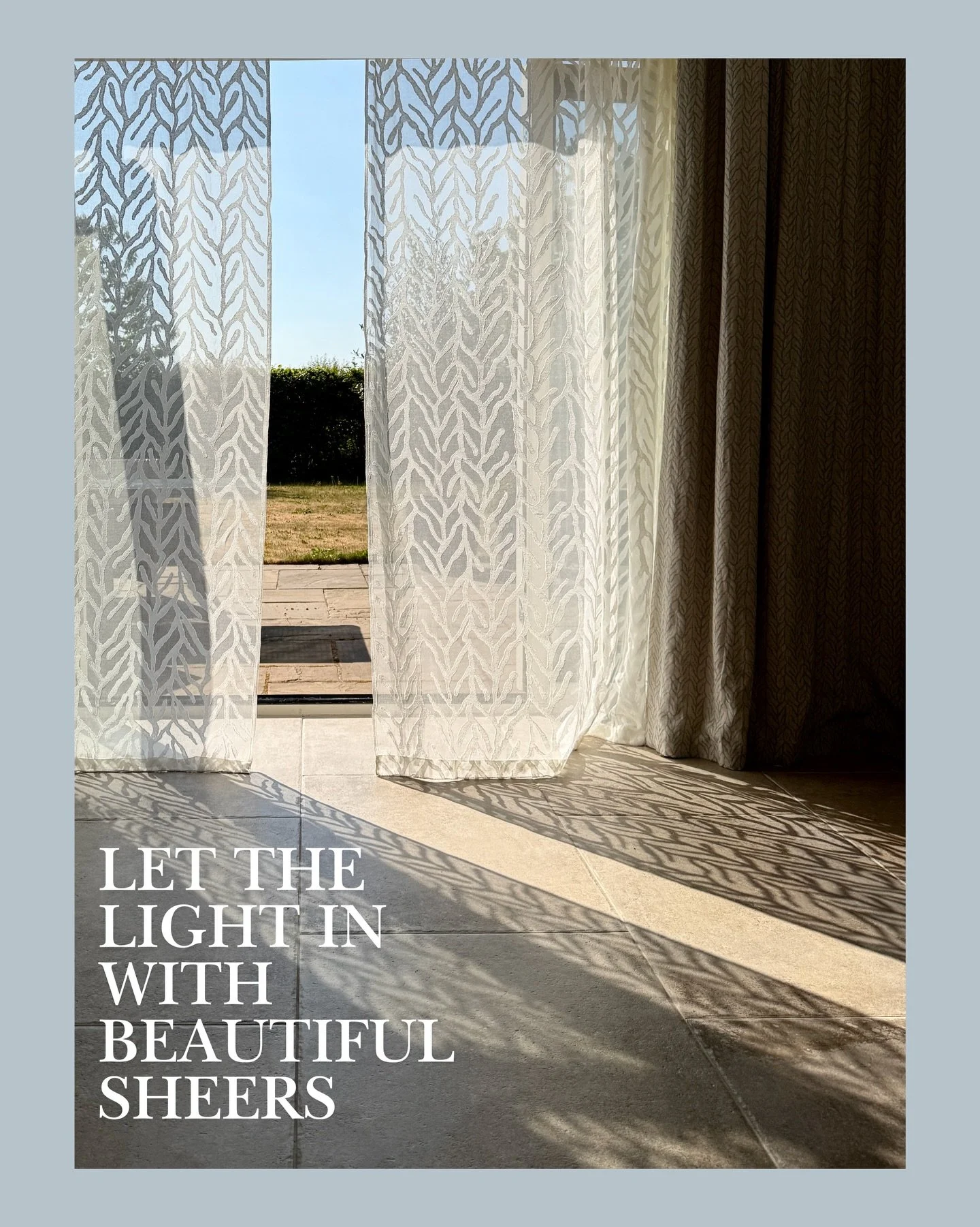 For when the sun shines! 

We have rain again here today but hot weather is on the horizon apparently.  This lovely Sea Tangle woven cotton sheer casts beautiful shadows. 
As featured in @homesandgardensofficial 
#zoeglencross