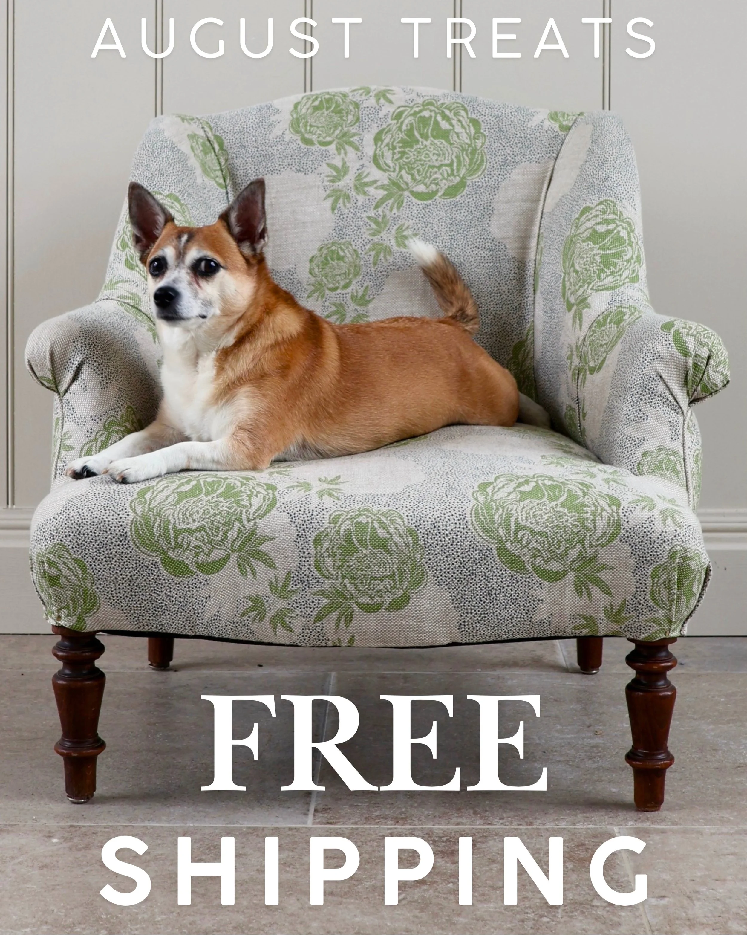 Free shipping on orders over &pound;50 online!  A little August treat for the fabric lovers.  Dog not included.