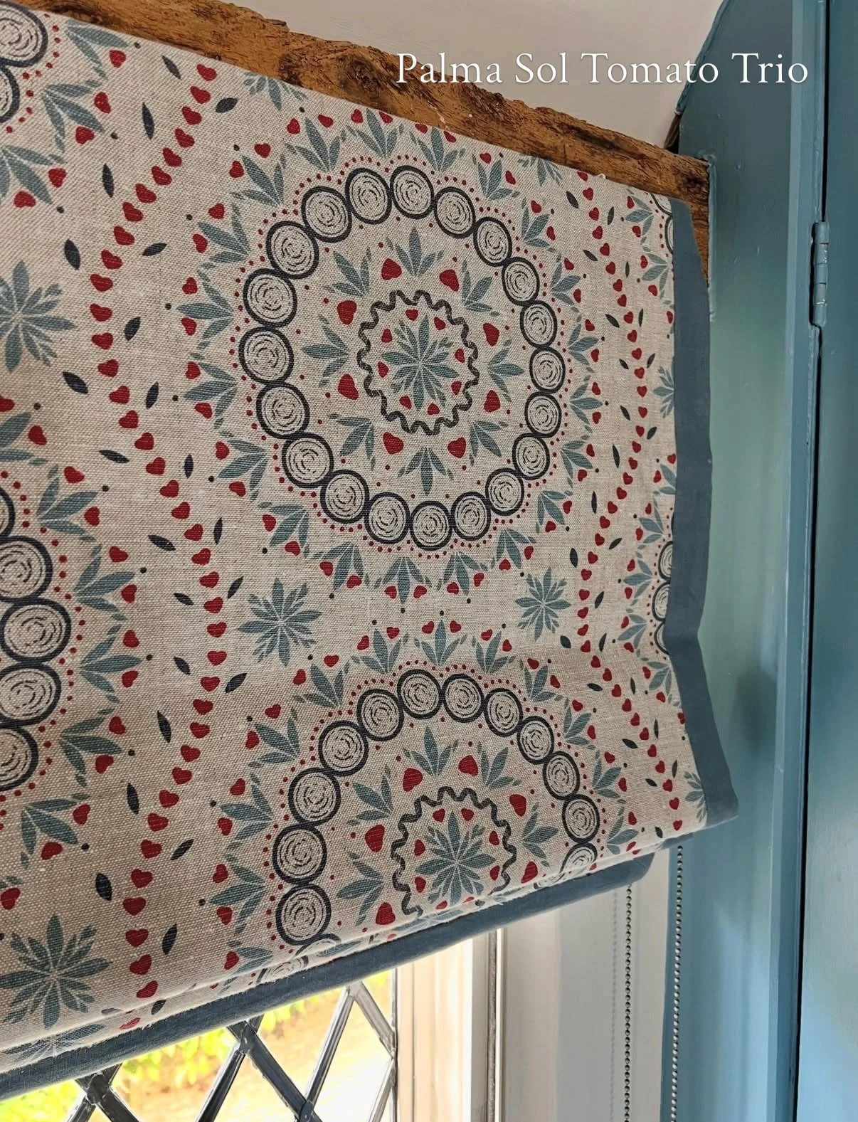 Different ways to do colour. 

Image 1 featuring Palma Sol Tomato Trio Roman blind, made by @alicewaltersinteriors 
Image 2: Roman blind in Palma Nu Apple 
Image 3: Roca Molinos Deia headboard. 
Image 4: Palma Sol Blue Trio Cushion
Ziggy rug by @cora