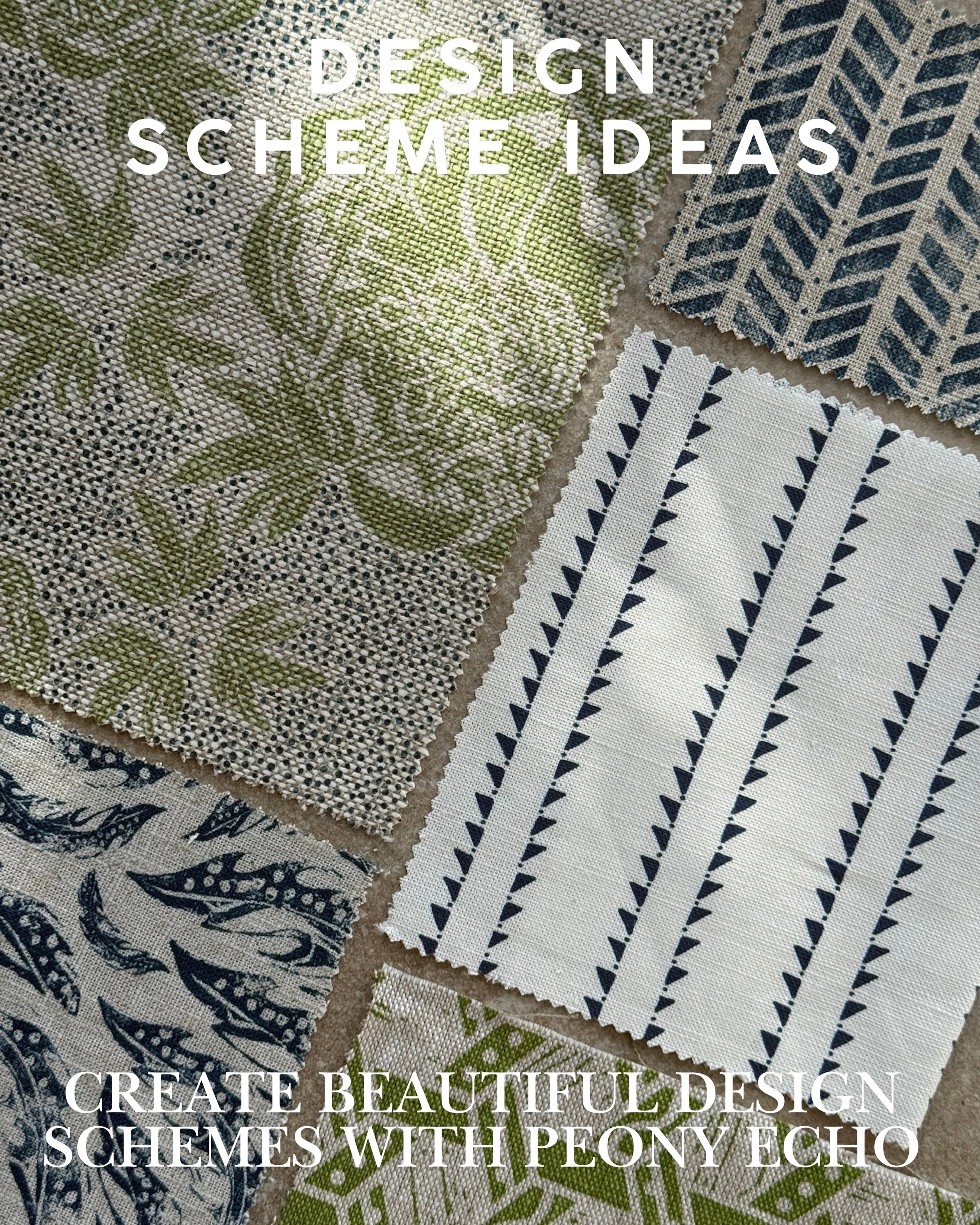 How to scheme it&hellip;

Spotlighting our Peony Echo print. 

Vid 1: Peony Echo Cabbage Green and Dark Teal combined with Mottram Meadow Inky Sky, Windmill Wood Inky Sky, Whirlwind Inky Sky and Malla Apple. 

Vid 2: Peony Echo Light Terracotta &amp;