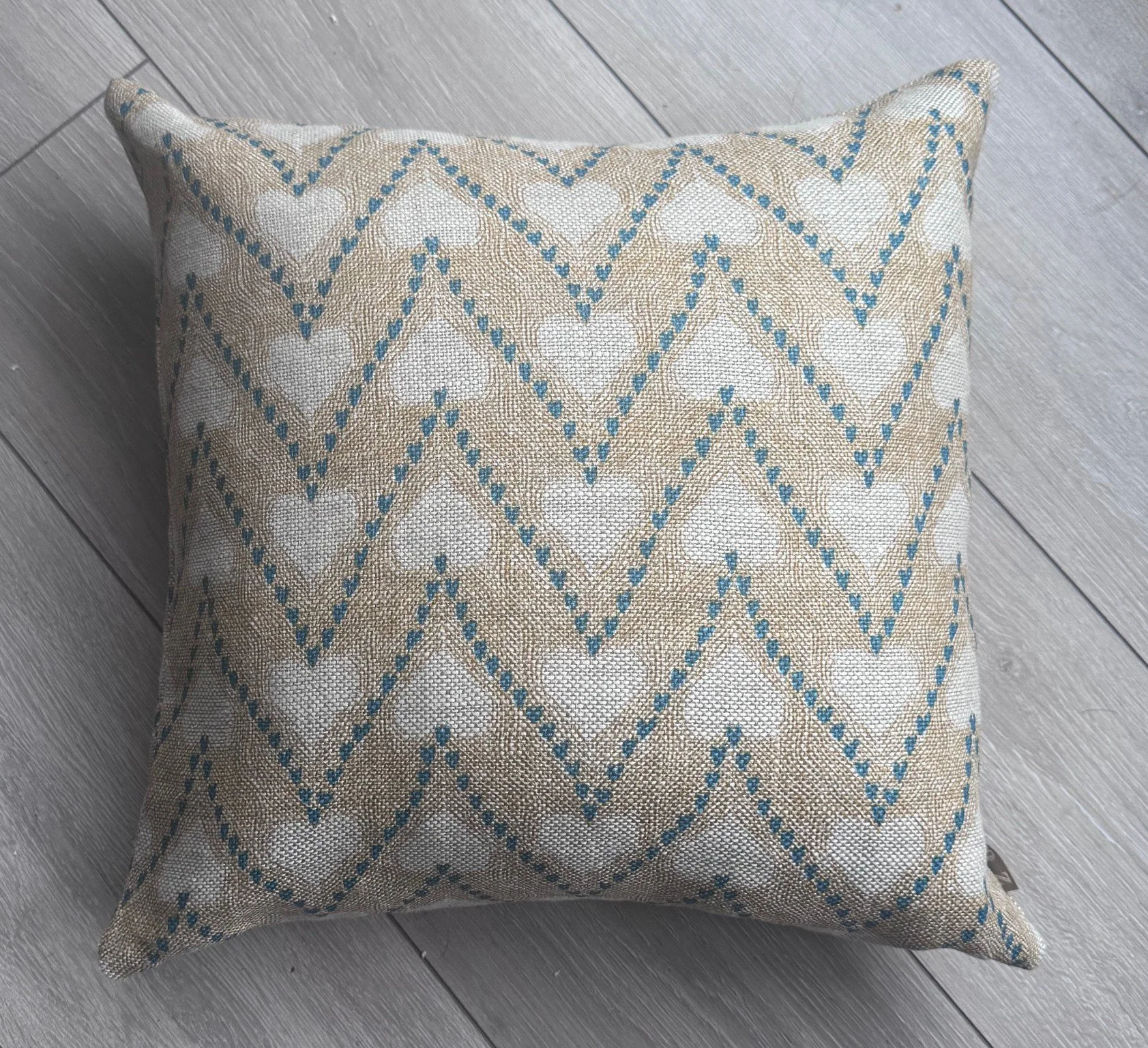 Bisous Antique Ochre and Teal Cushion Cover