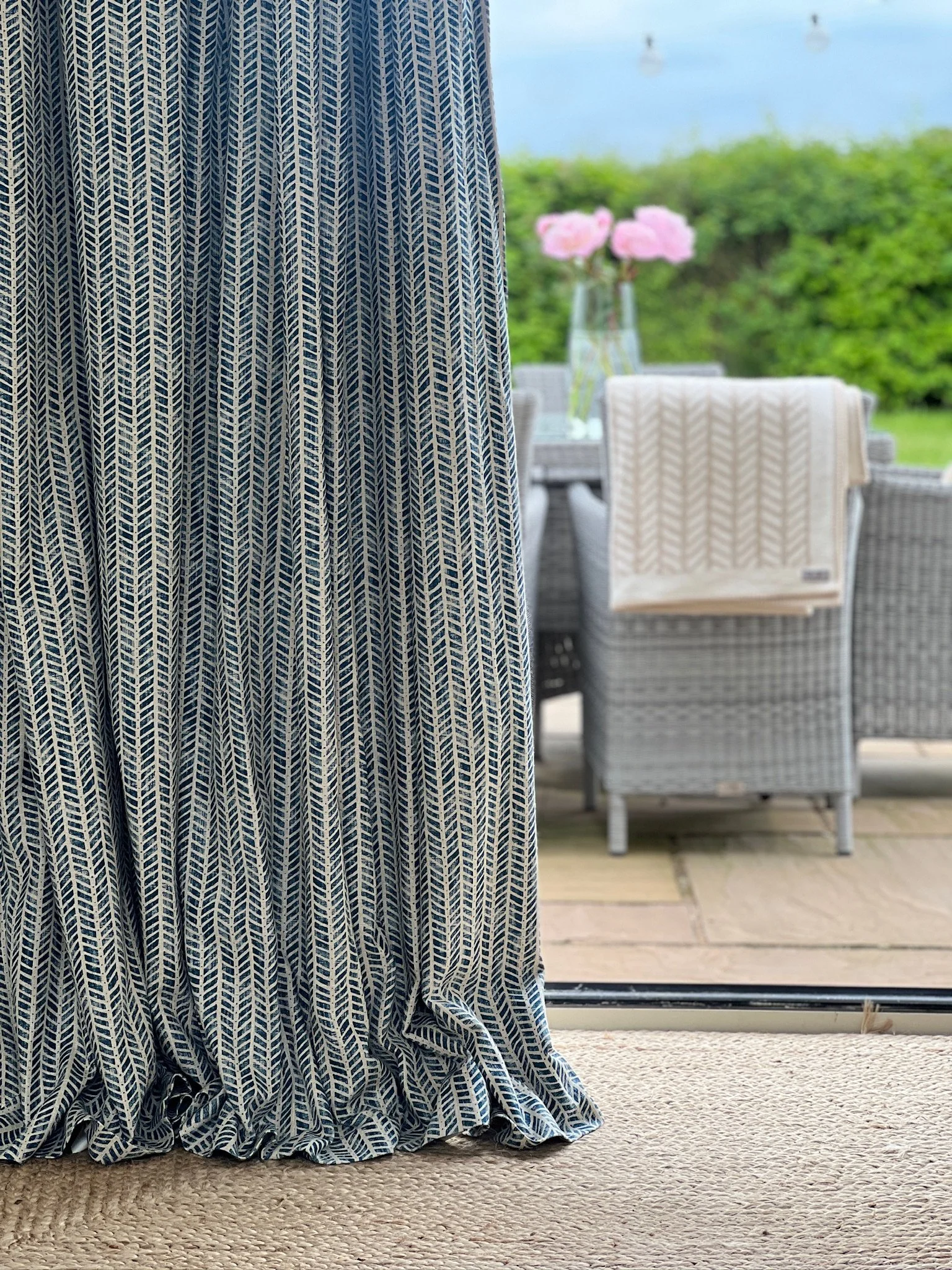 Mottram Meadow Inky Sky Linen Blend Fabric