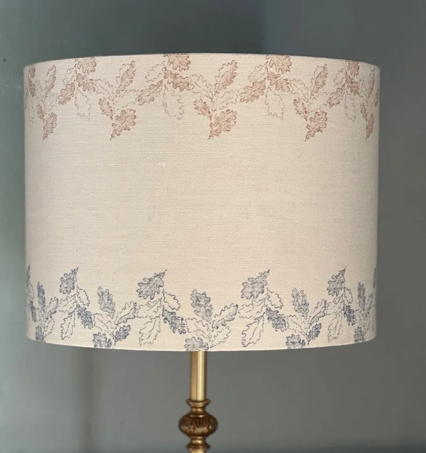 Mini Oak Chateau Blue and Rust Large Lampshade
