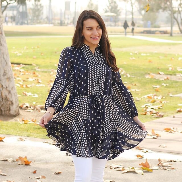 We&rsquo;re loving polka dots and chiffon flowy blouses ✨check out our story for FREE SHIPPING CODE 
#infiniteabaya #shopinfiniteabaya #fashion #modestfashion