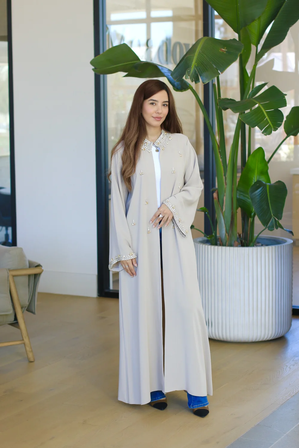 ivory abaya dress Lux Ivory Embellished Abaya