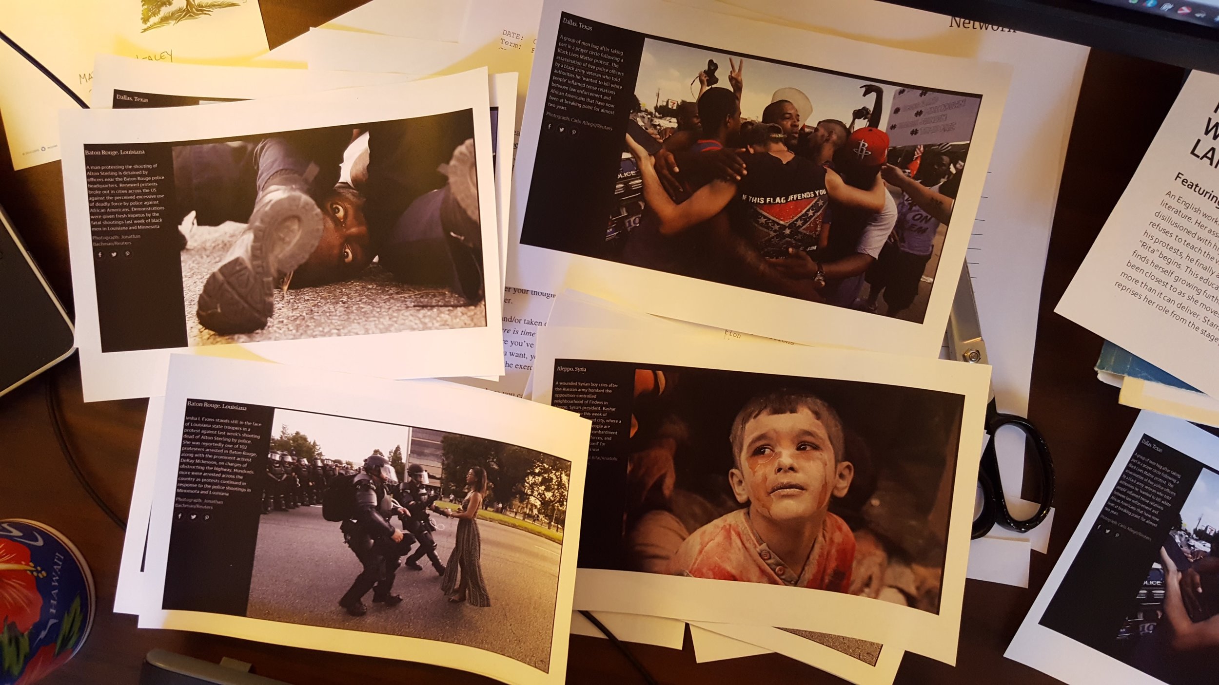 Figure 3: Examples of the news photos included in the envelopes. Photograph by author.