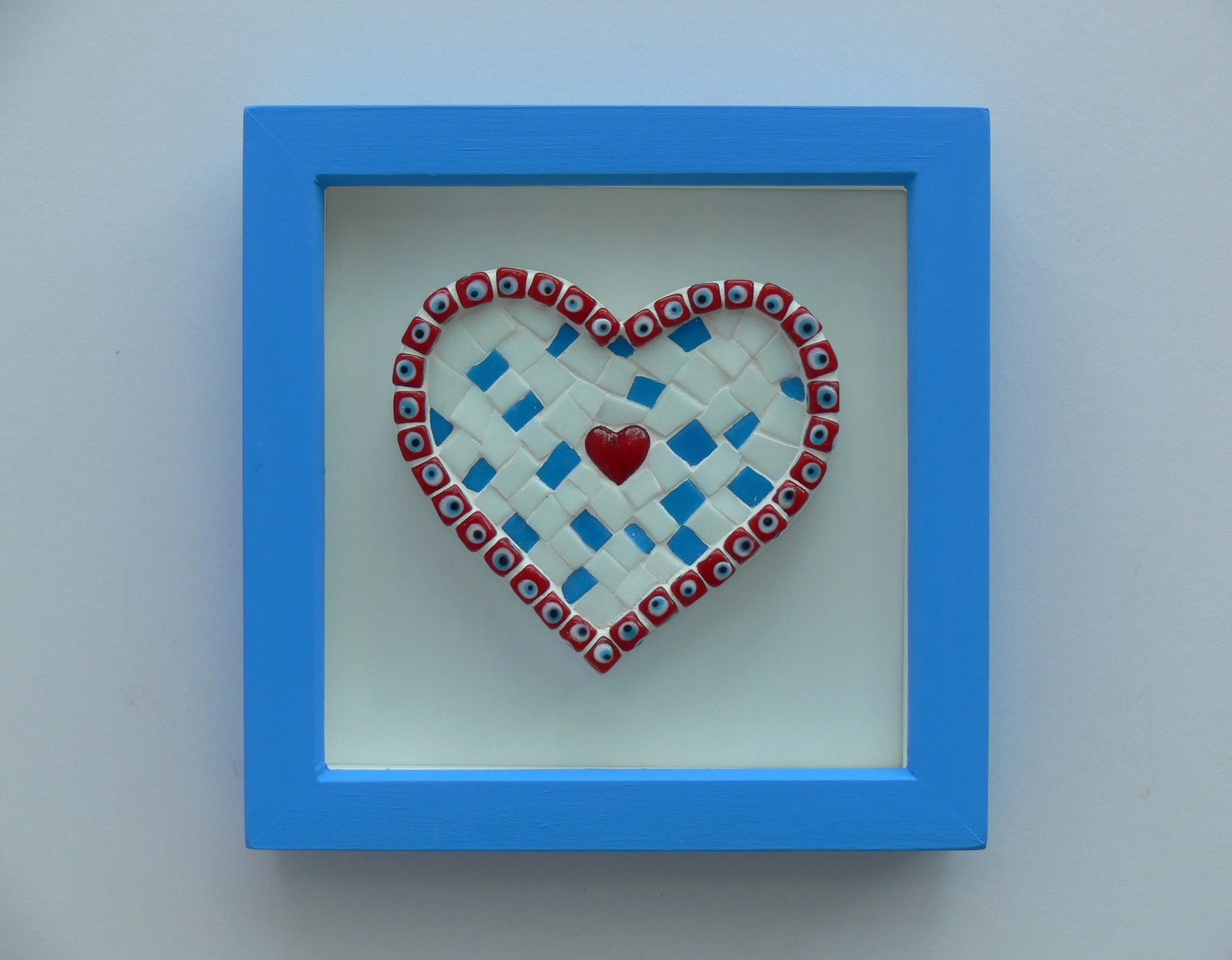 Handmade Framed Beads Heart Mosaic Wall Art