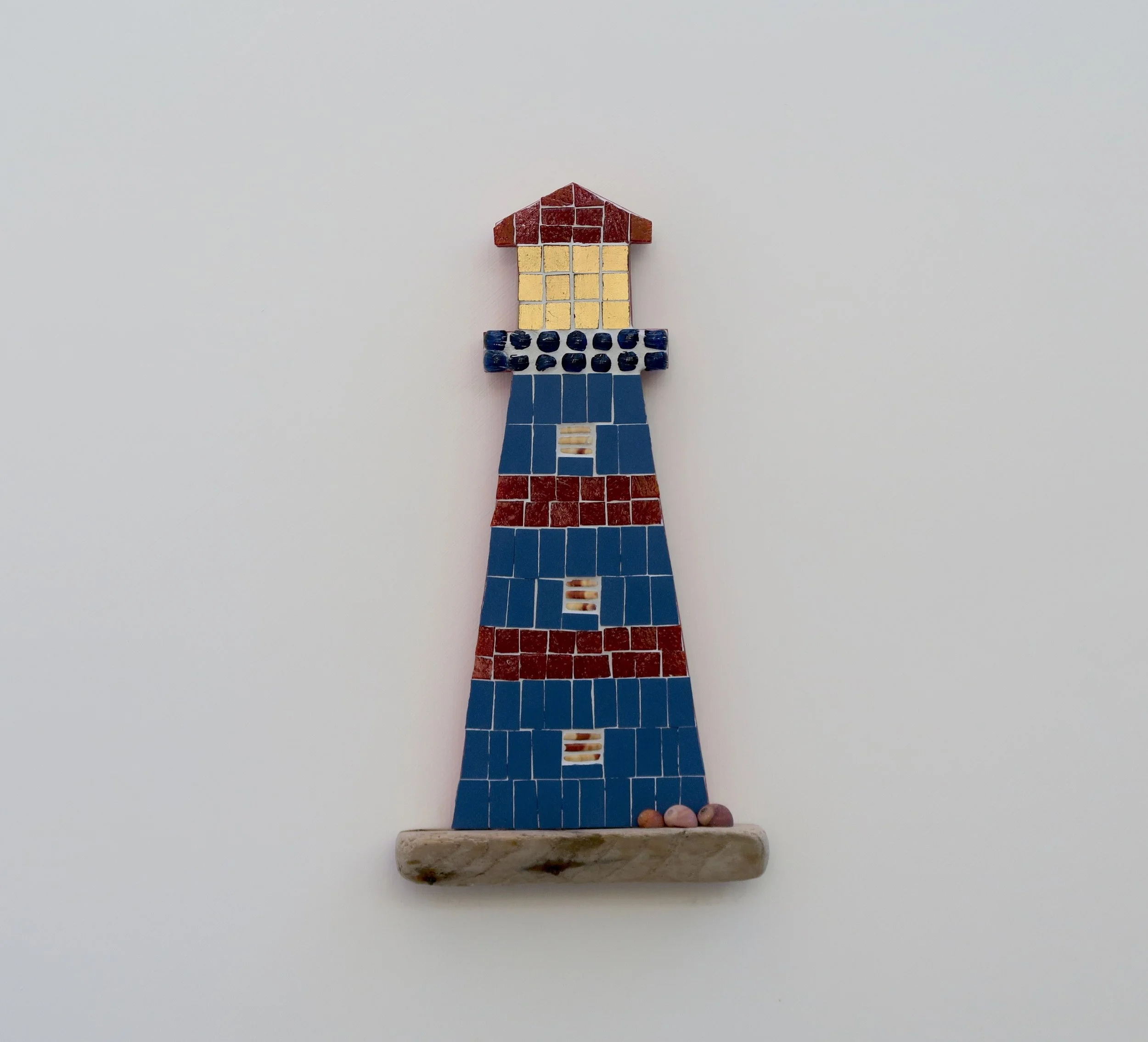 Handmade Shell Windows Lighthouse Coastal Mosaic Wall Art