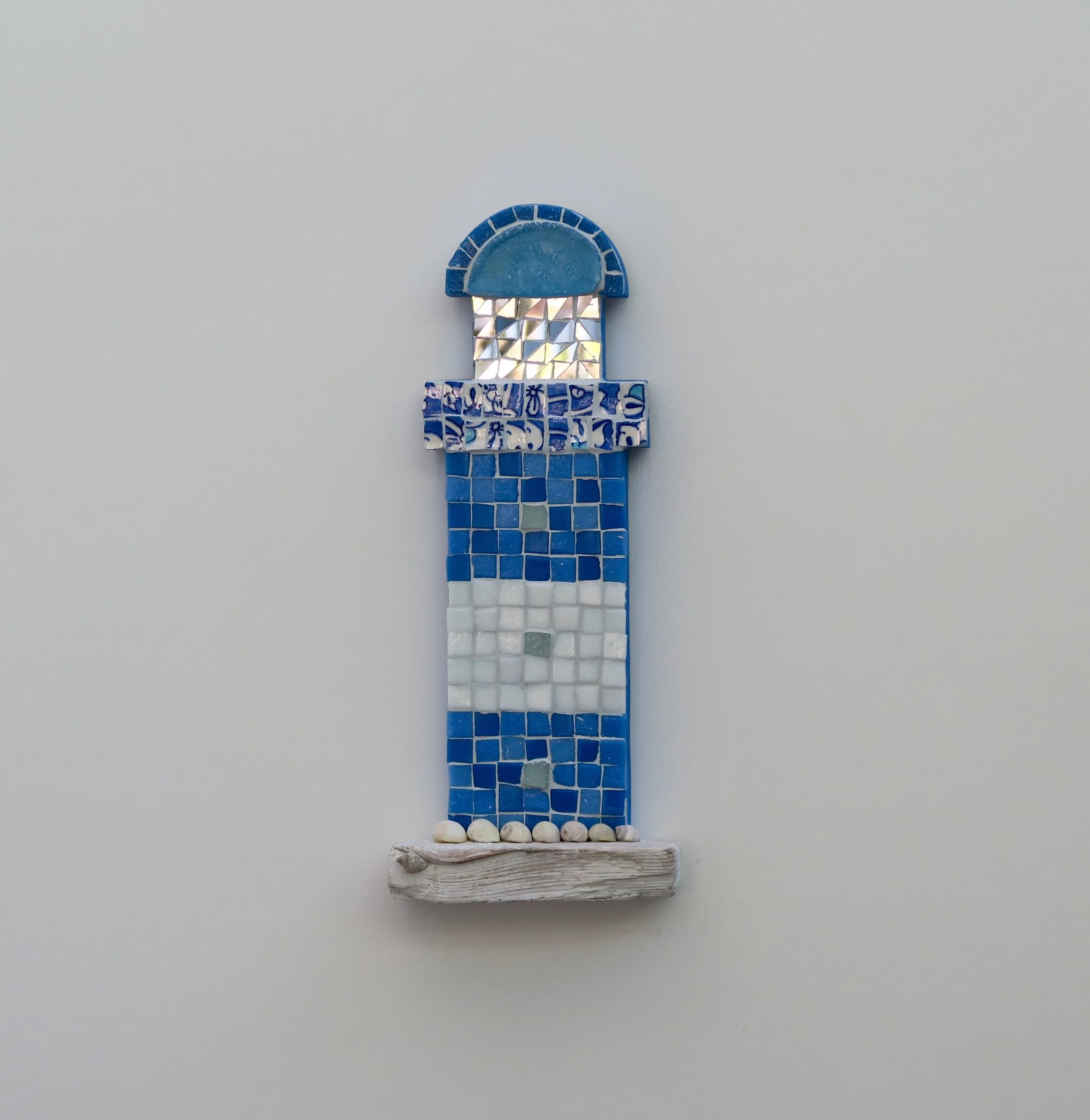 Handmade Blue White Iznik Lighthouse Coastal Mosaic Wall Art
