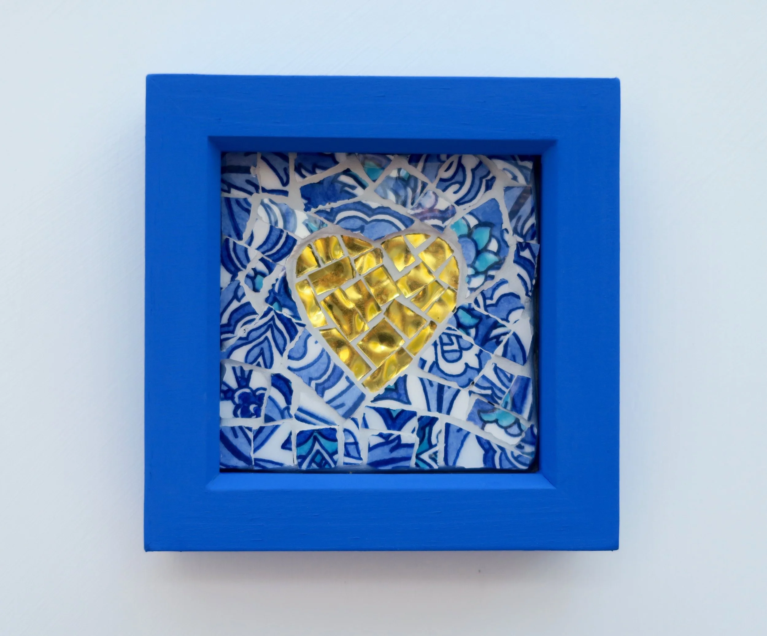 Handmade Framed Silver Heart Mosaic Picture