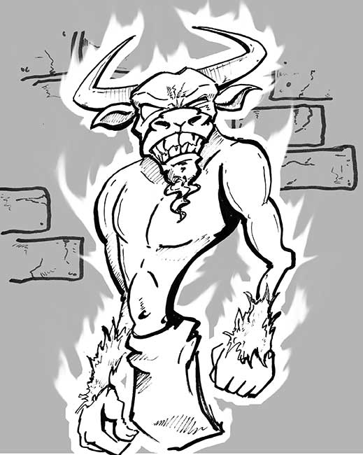 Flaming minotaur