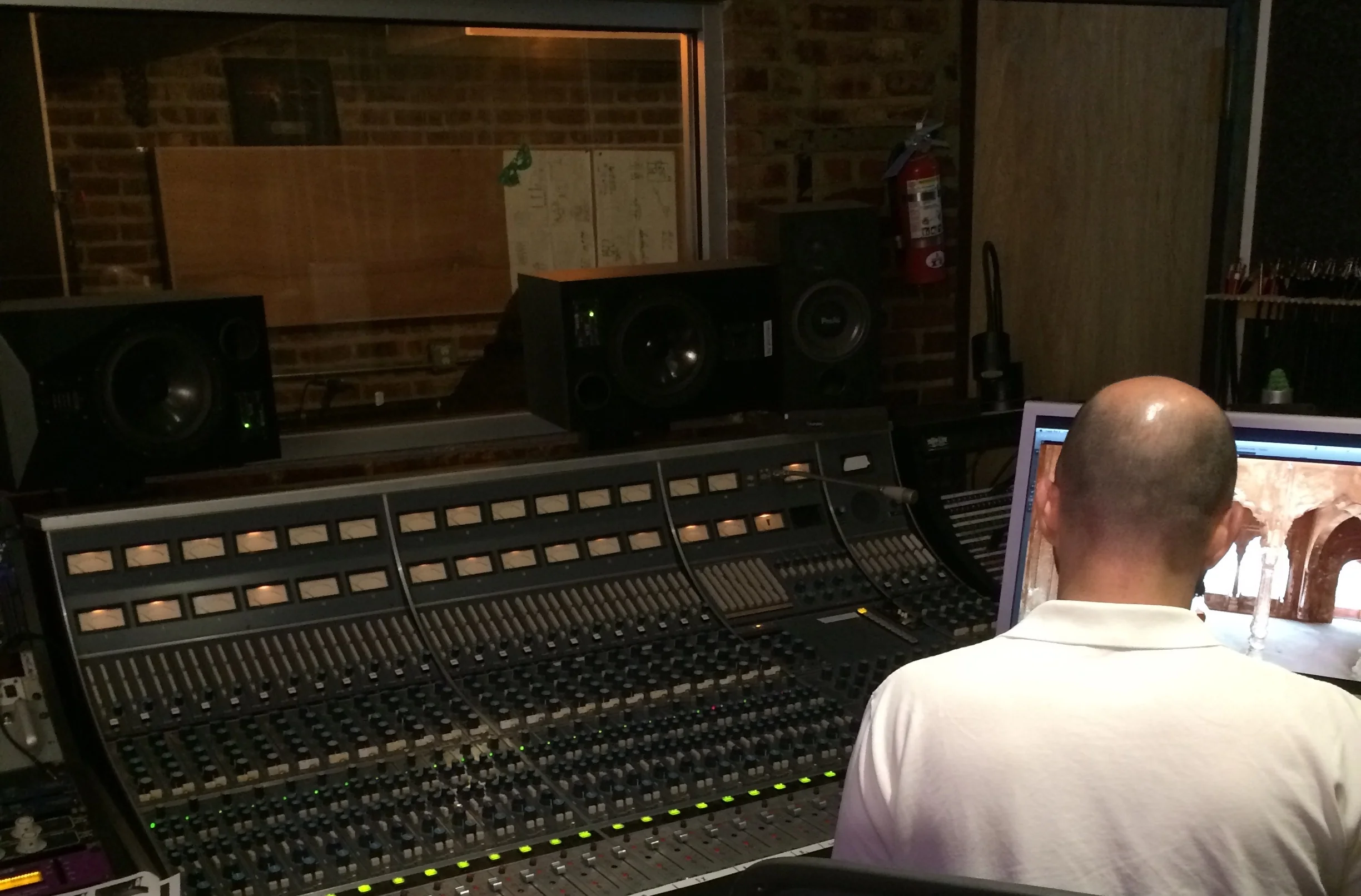 The booth behind the board.