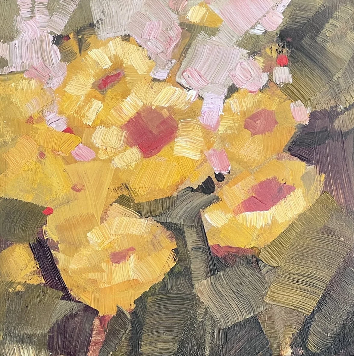 KWhite-Sunflowers & Peach Sky,6x6.jpg