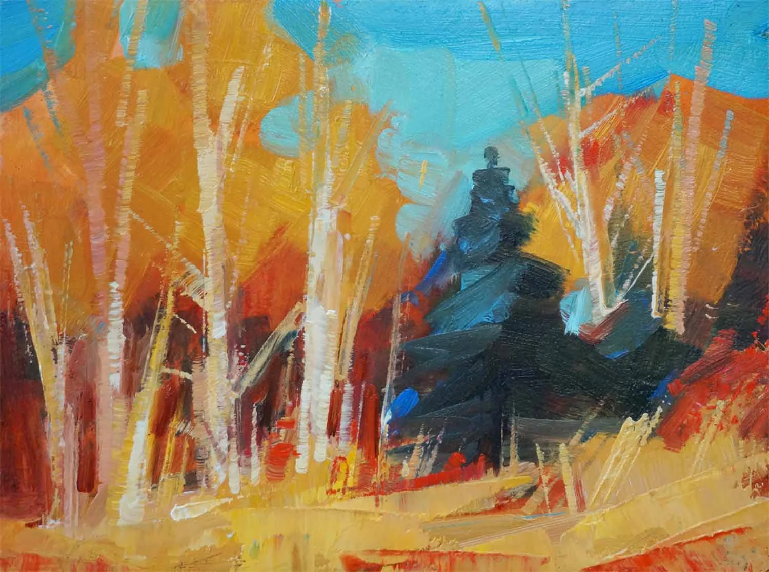 Aspens and Turquoise Sky