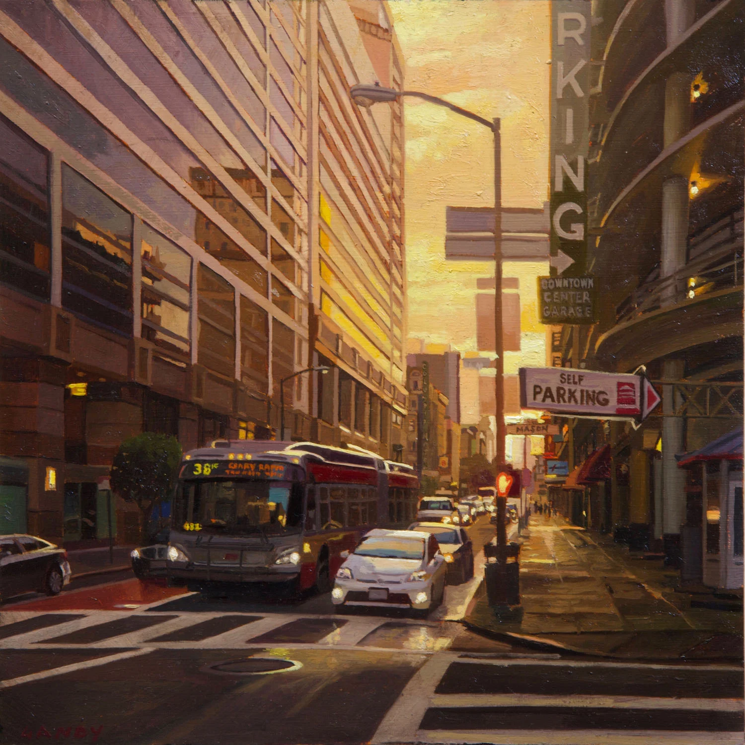 Sunset on O'Farrell and Mason