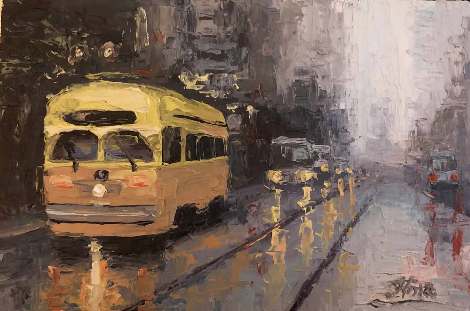 Yellow Street Car on Market Street