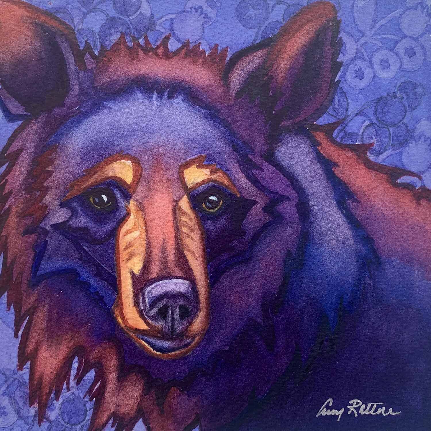 Black Bear with Blueberries