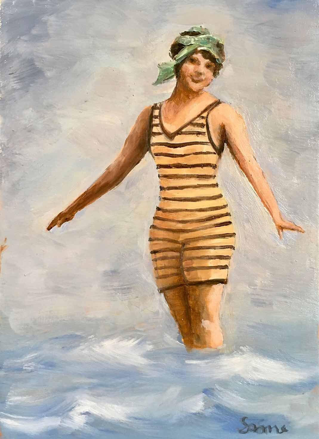 Vintage Striped Swimsuit