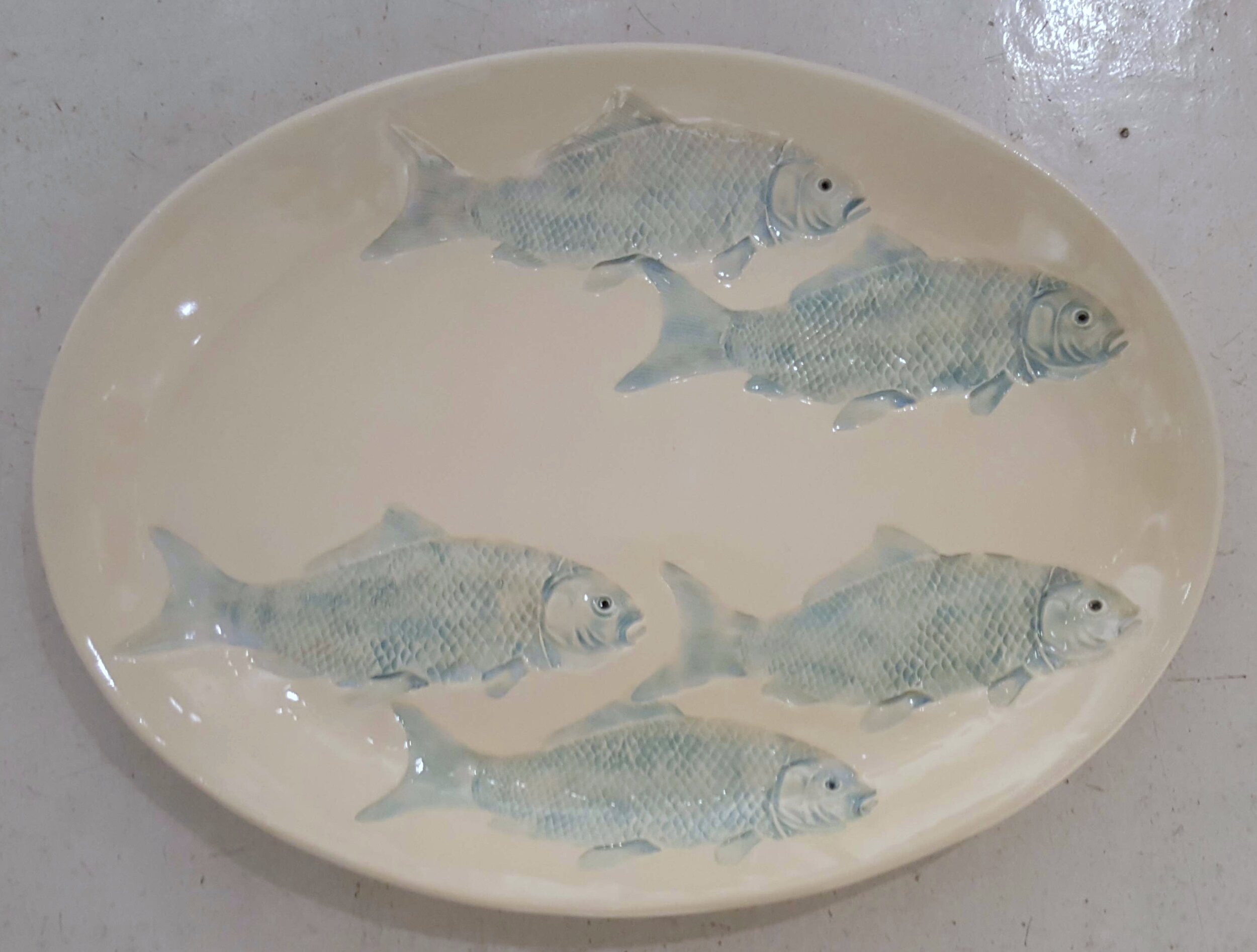Extra Large Oval Platter - blue fish