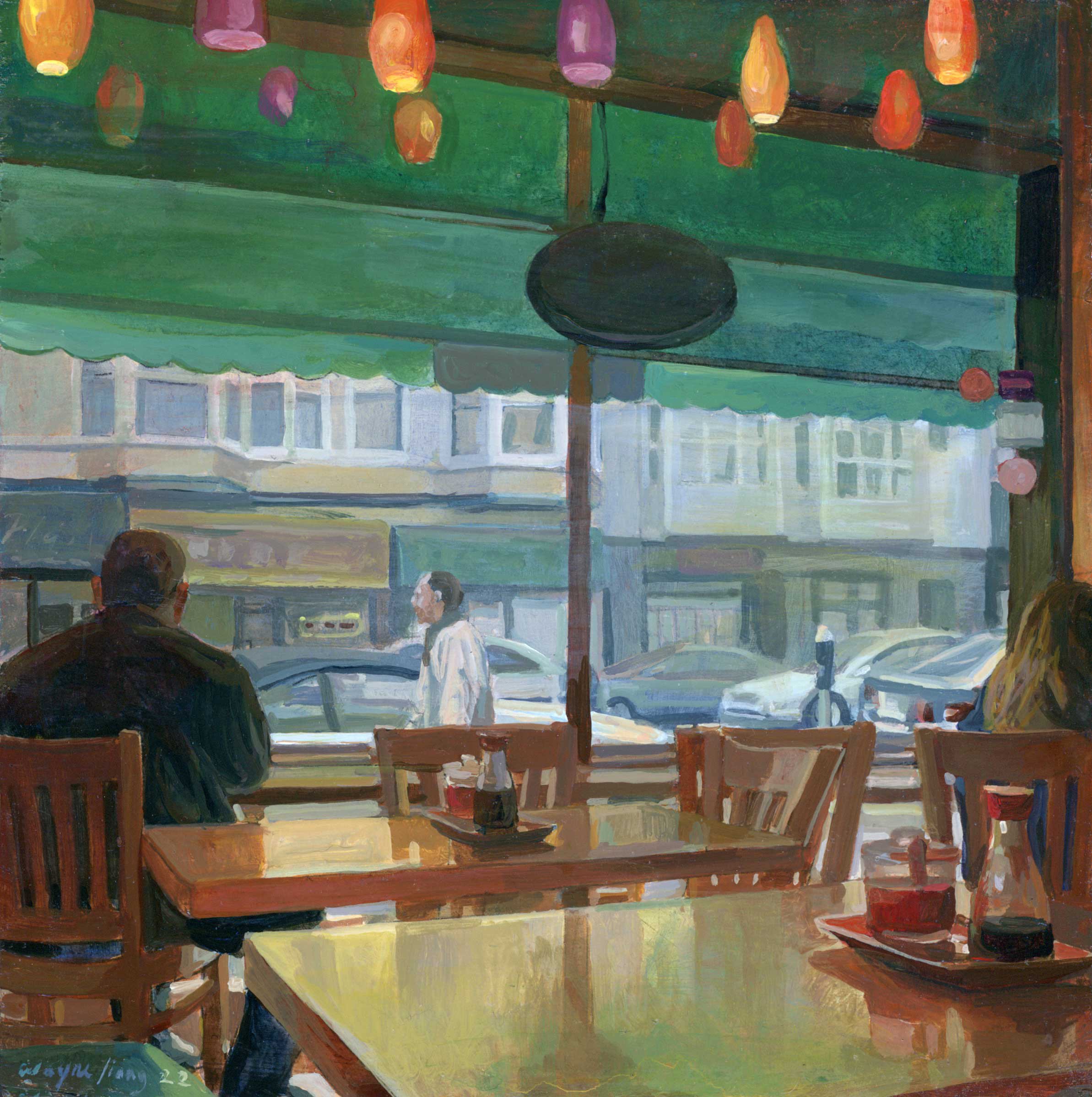Restaurant Window to the Street by Wayne Jiang