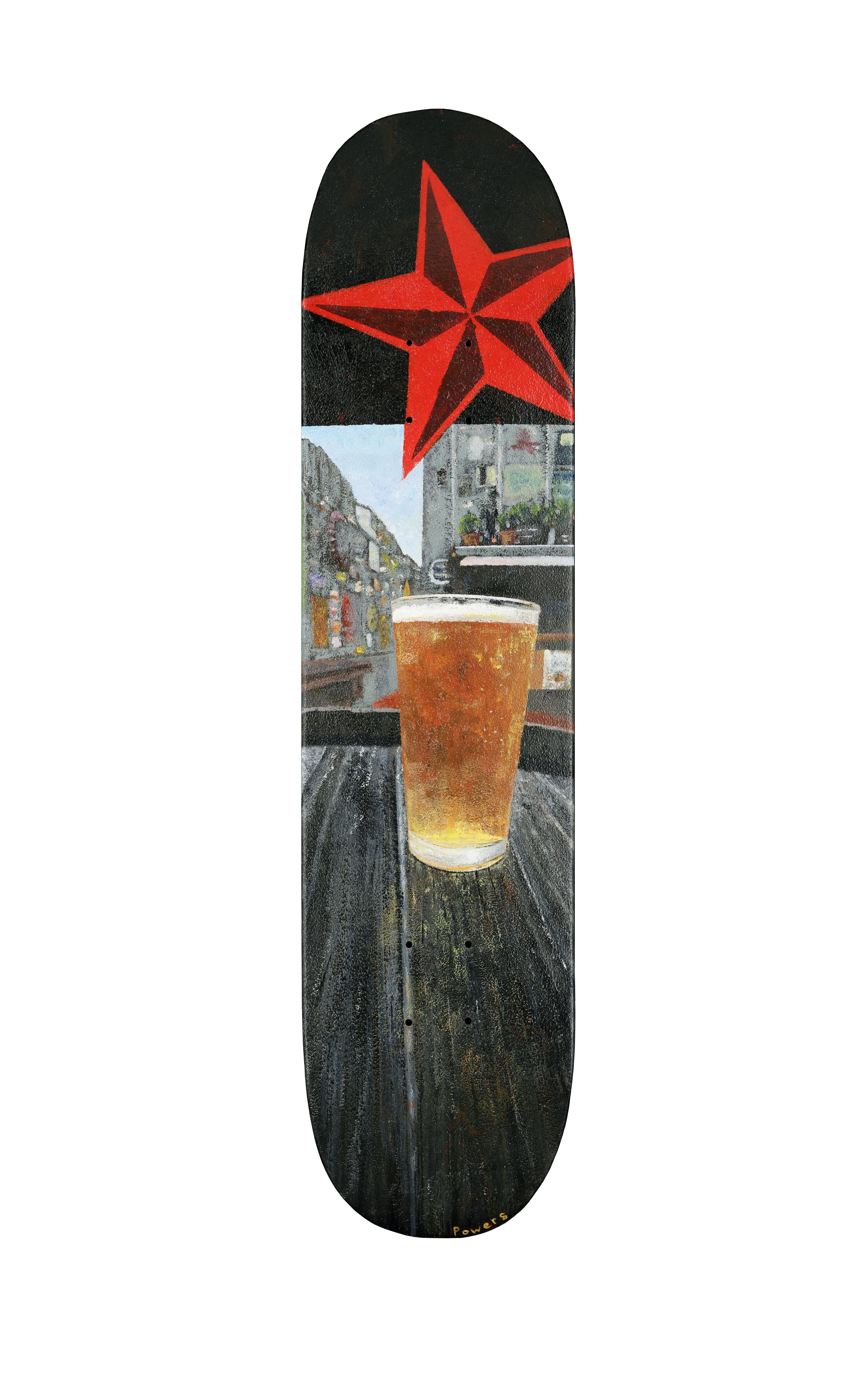 Beer on a Barrel in a Bar, on a Board by Mark D. Powers