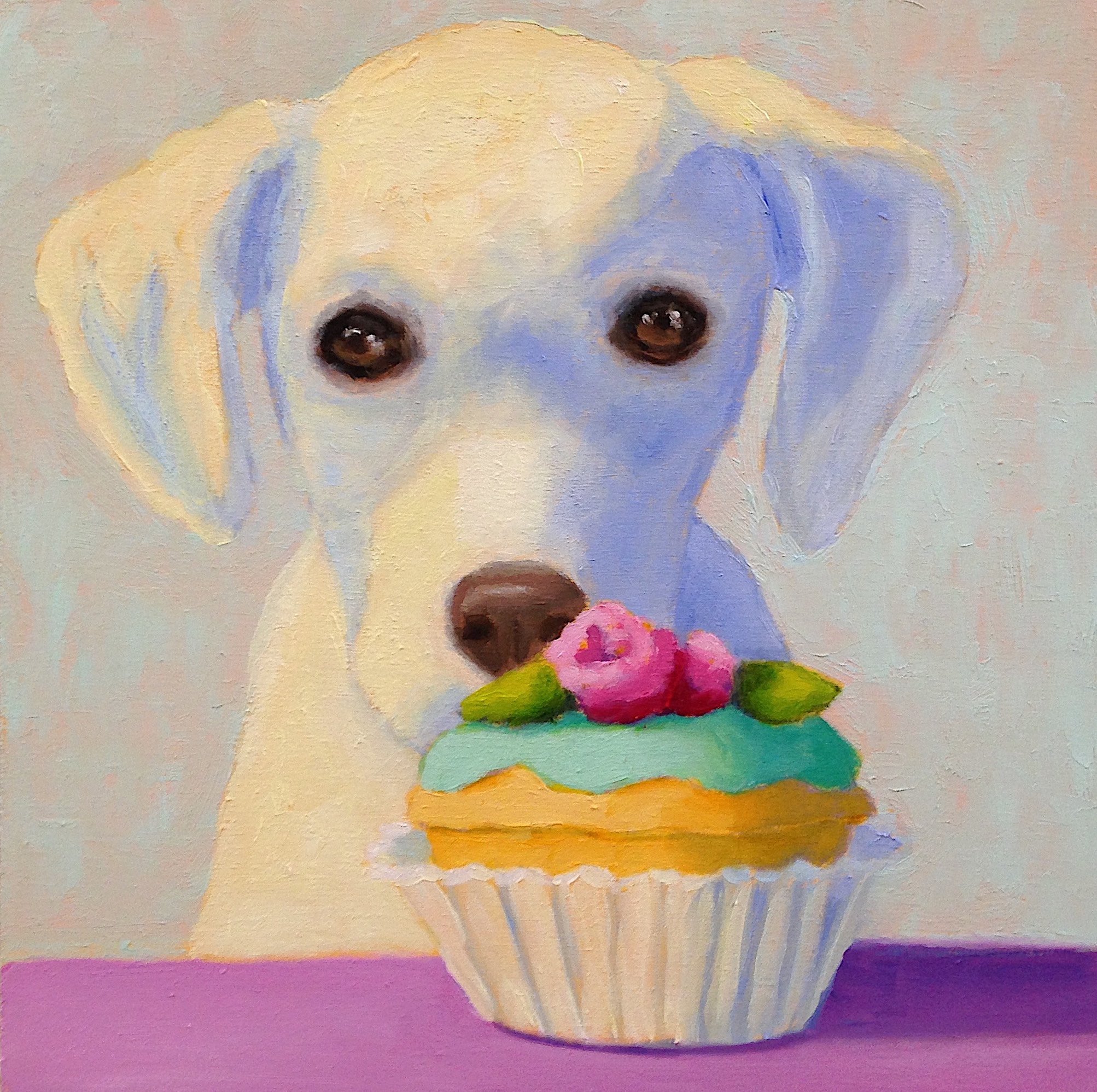 Puppy with Cupcake by Pat Doherty