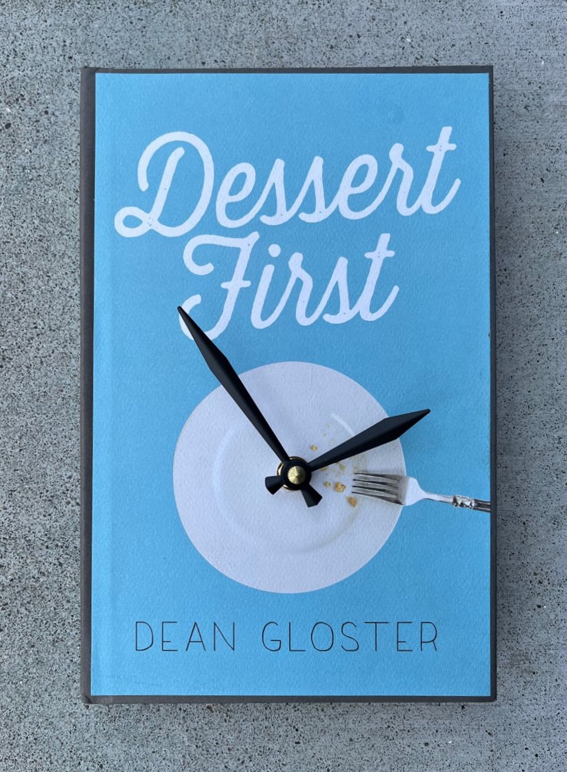 Dessert First Book Clock by Jim Rosenau