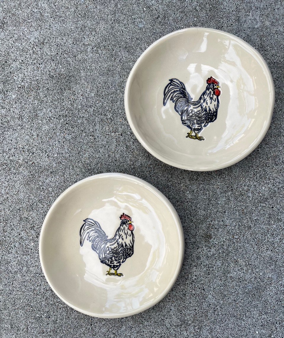 Small Rooster Bowls by Lorna Newlin
