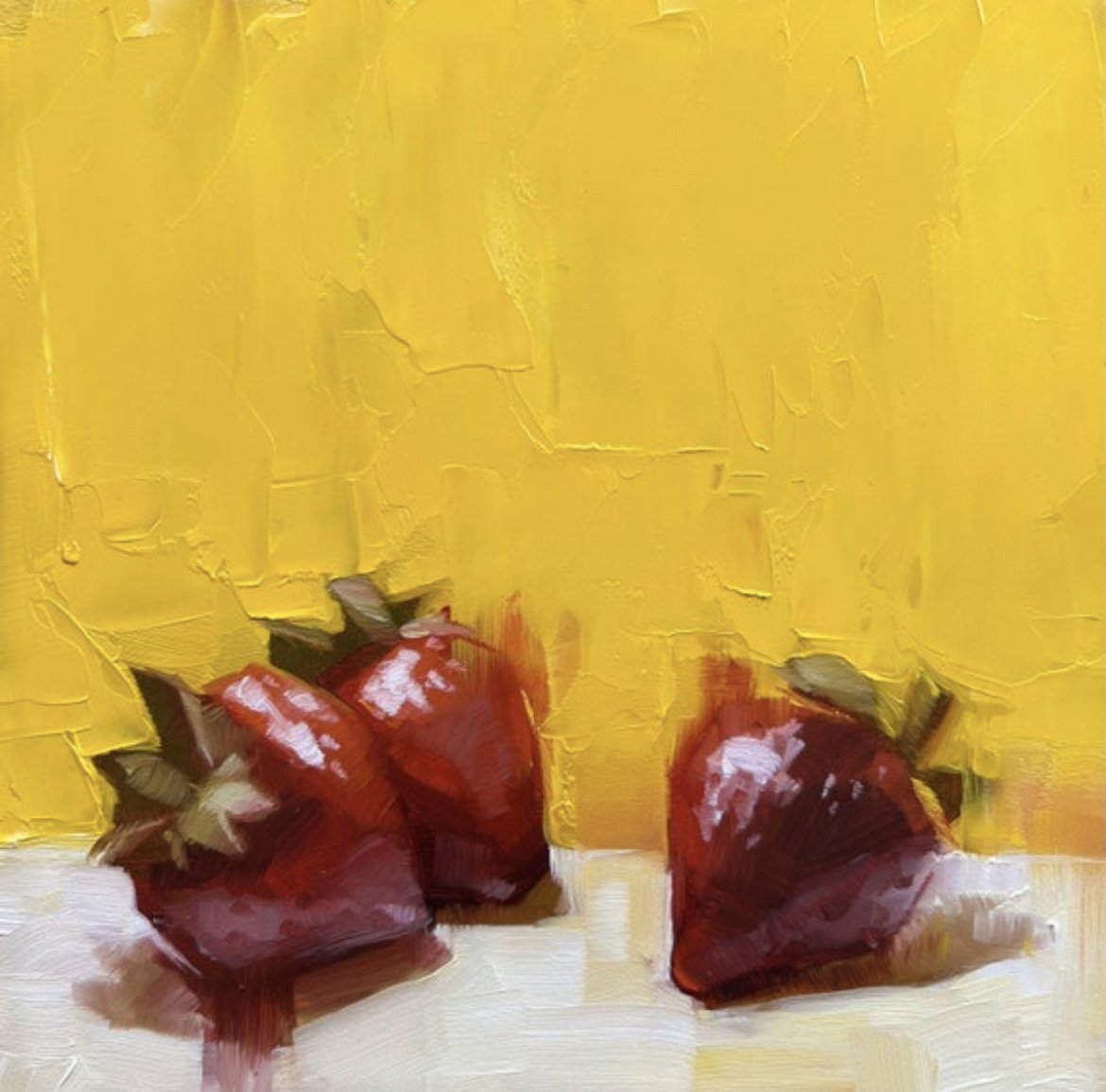 Strawberries on Yellow by Christina Kent