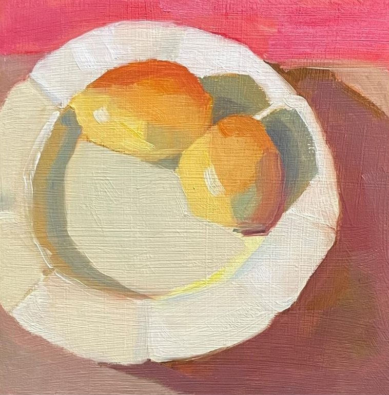 Lemons on Pink by Sheila Longerbeam