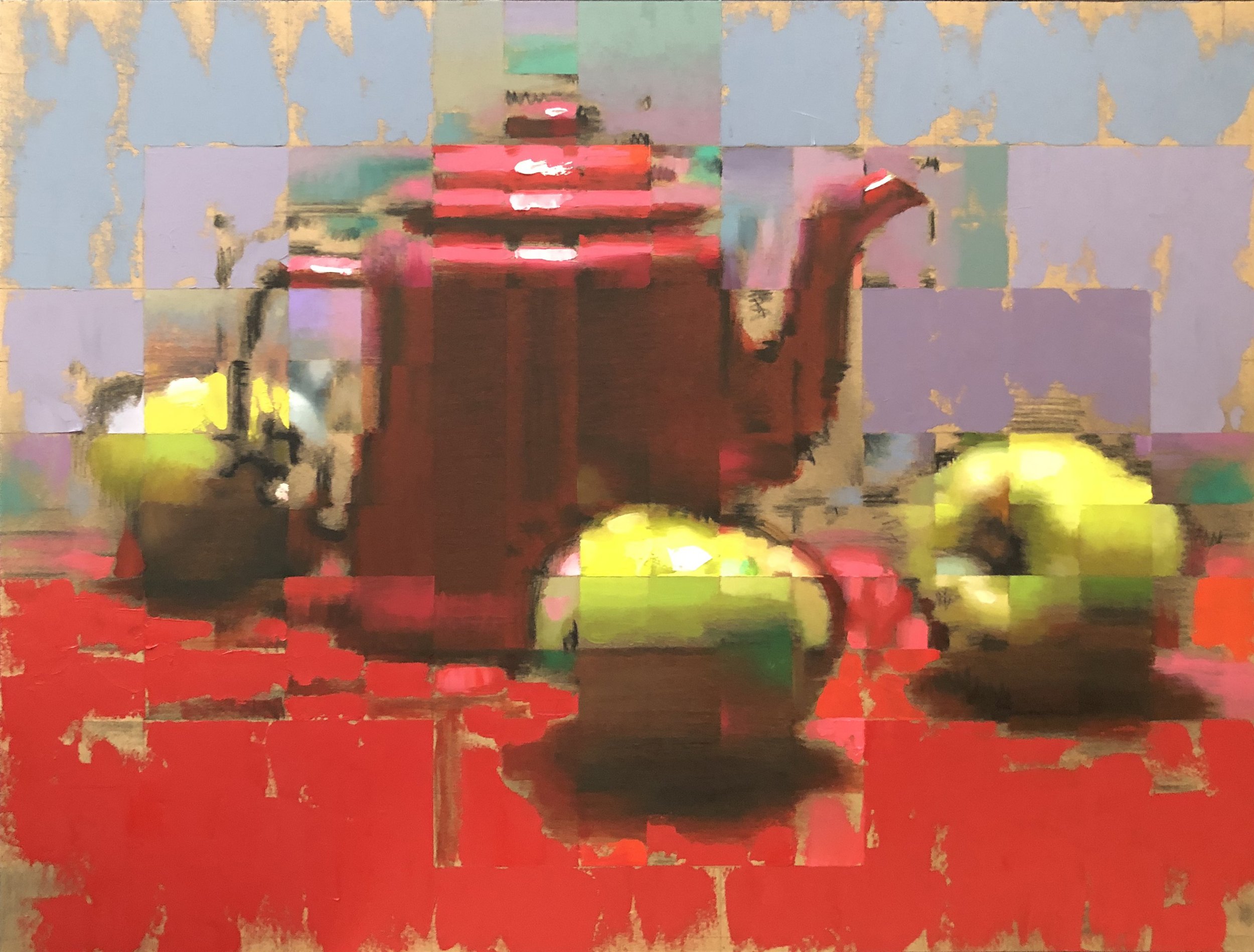 Red Teapot with Apples by Adam Forfang