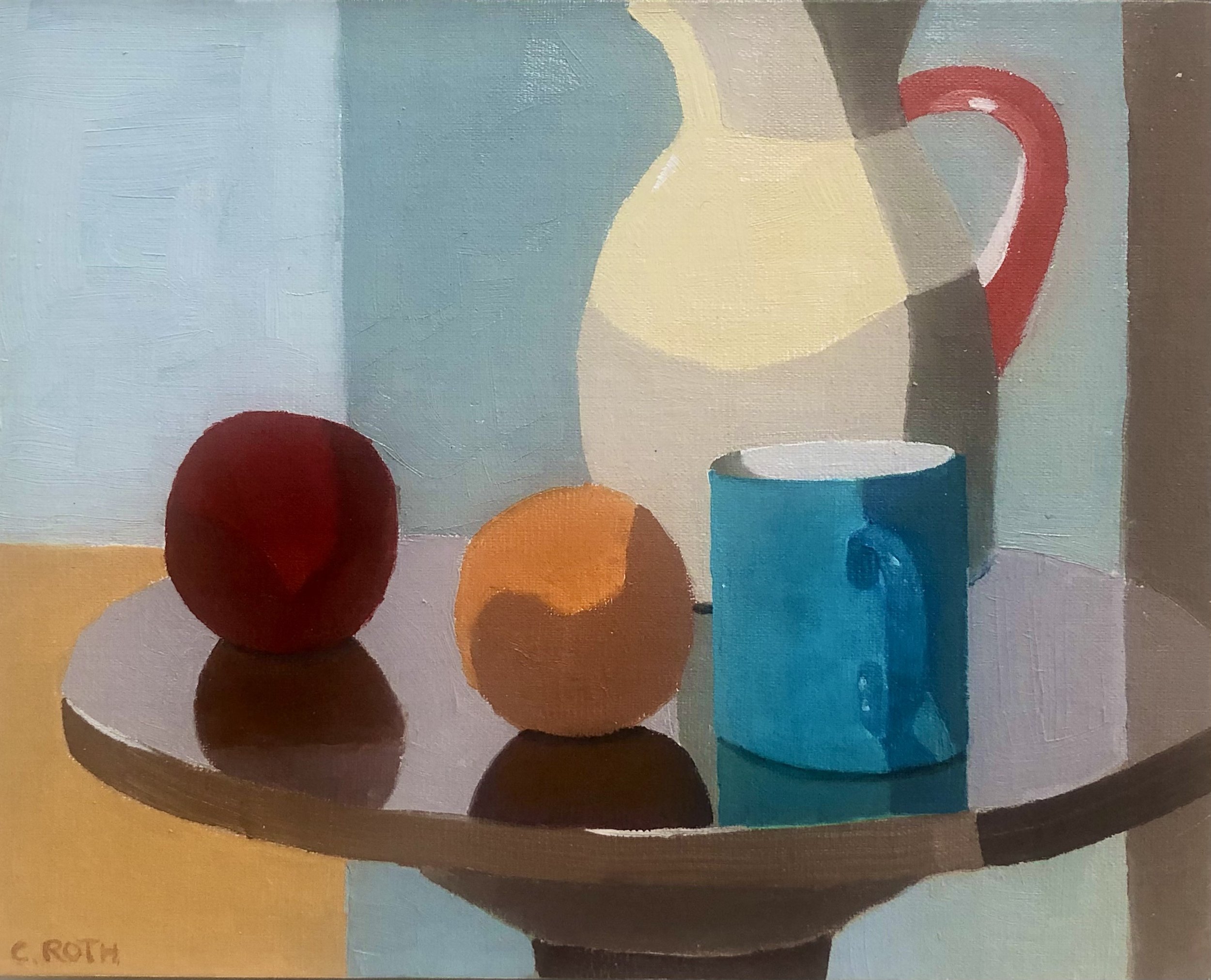 Teal Cup Meets Apple and Orange by Carla Roth