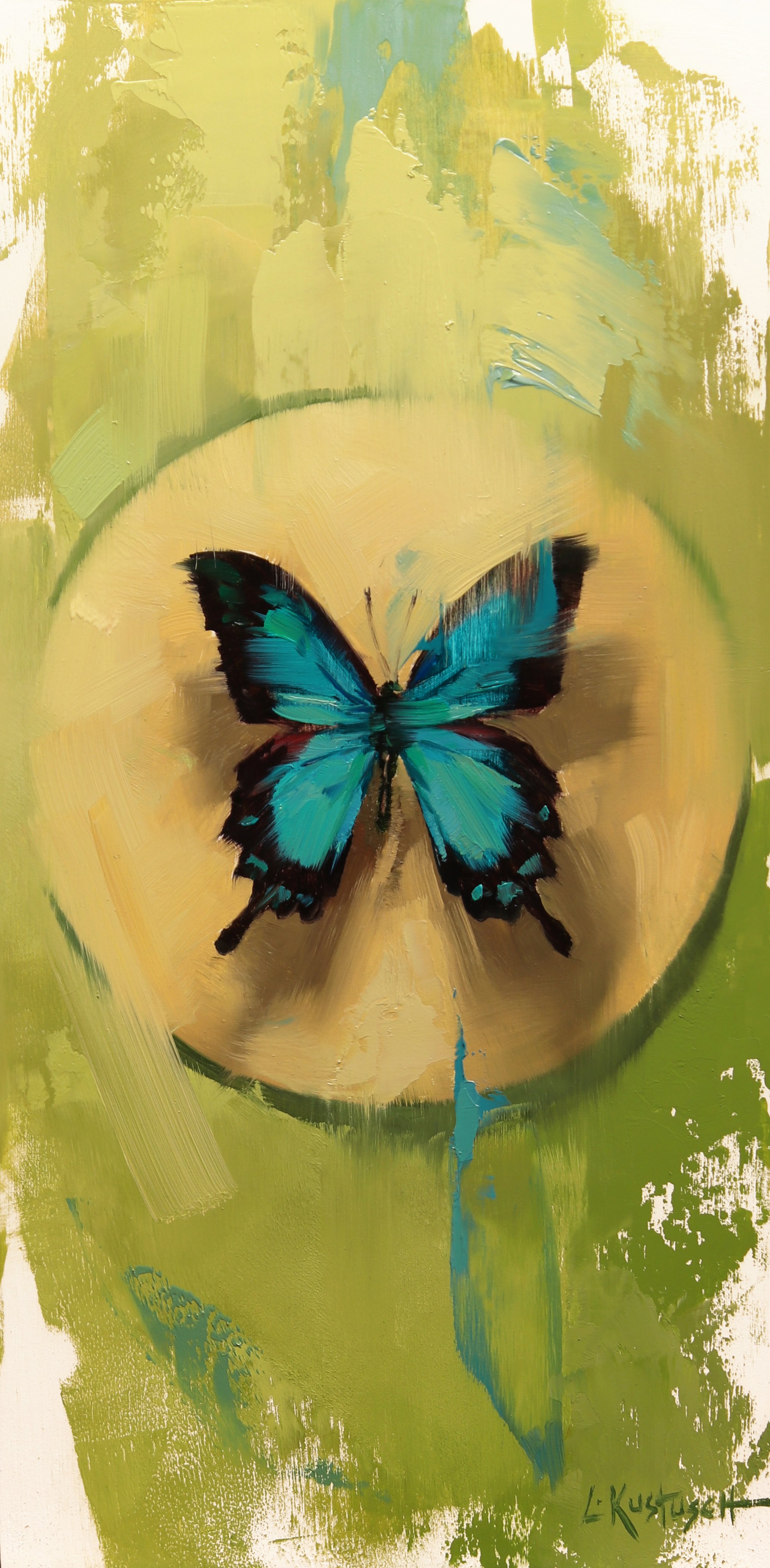 The Ulysses Butterfly on Shades of Olive by Lindsey Kustusch