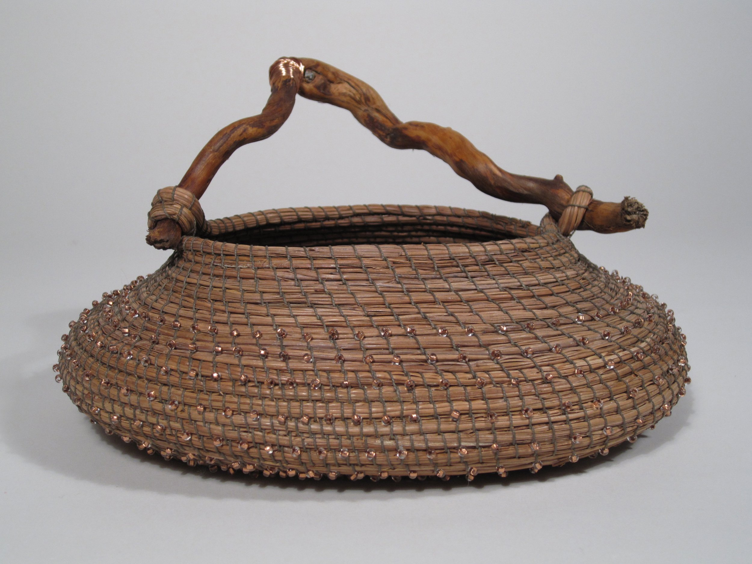 Beaded Basket with Imbedded Stone by Melissa Woodburn